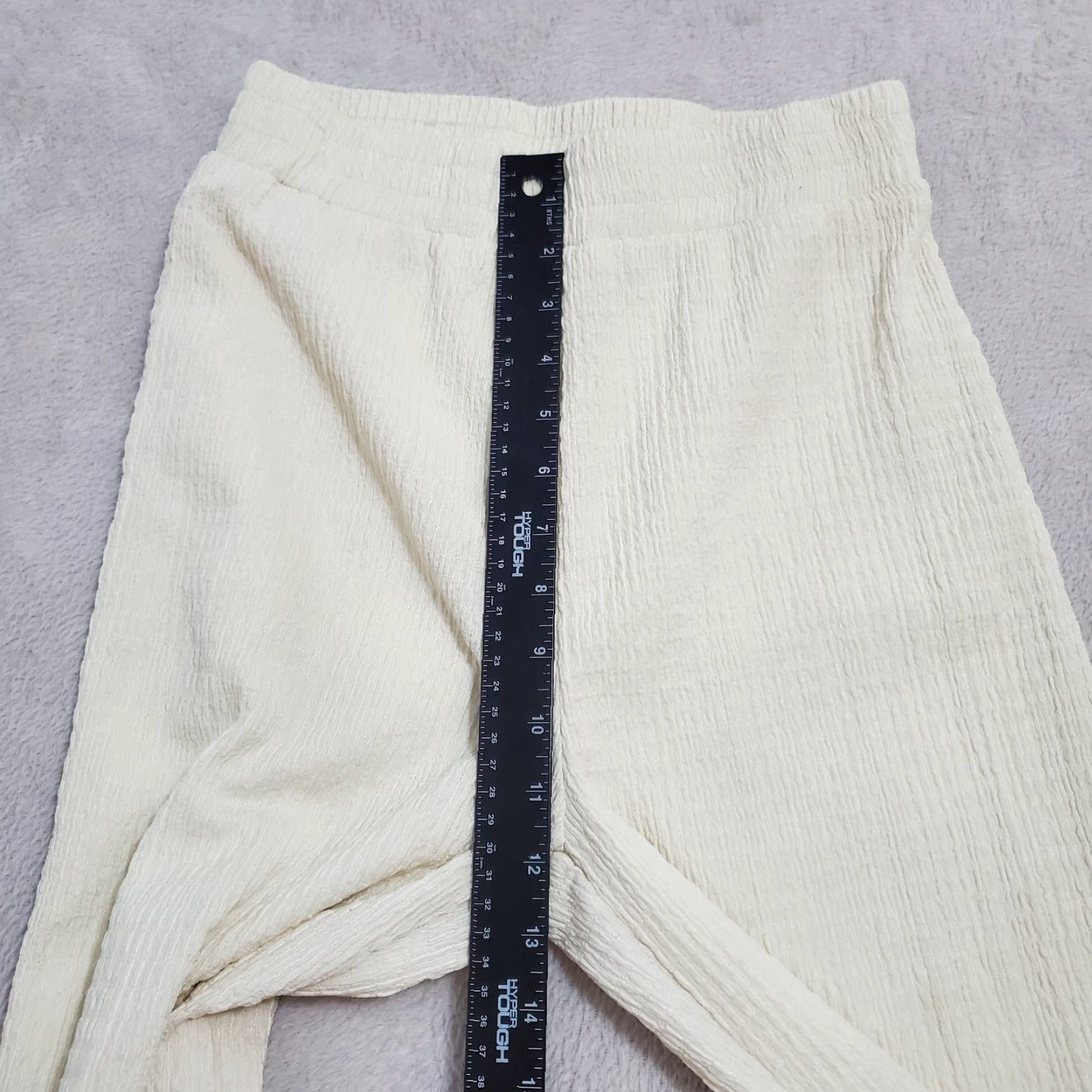 Vintage Pretty Garbage Pants Women S Ivory Crinkle HIgh Rise Pull On Lined Stretch Flaw Size 28" / US 6 / IT 42 - 6 Thumbnail