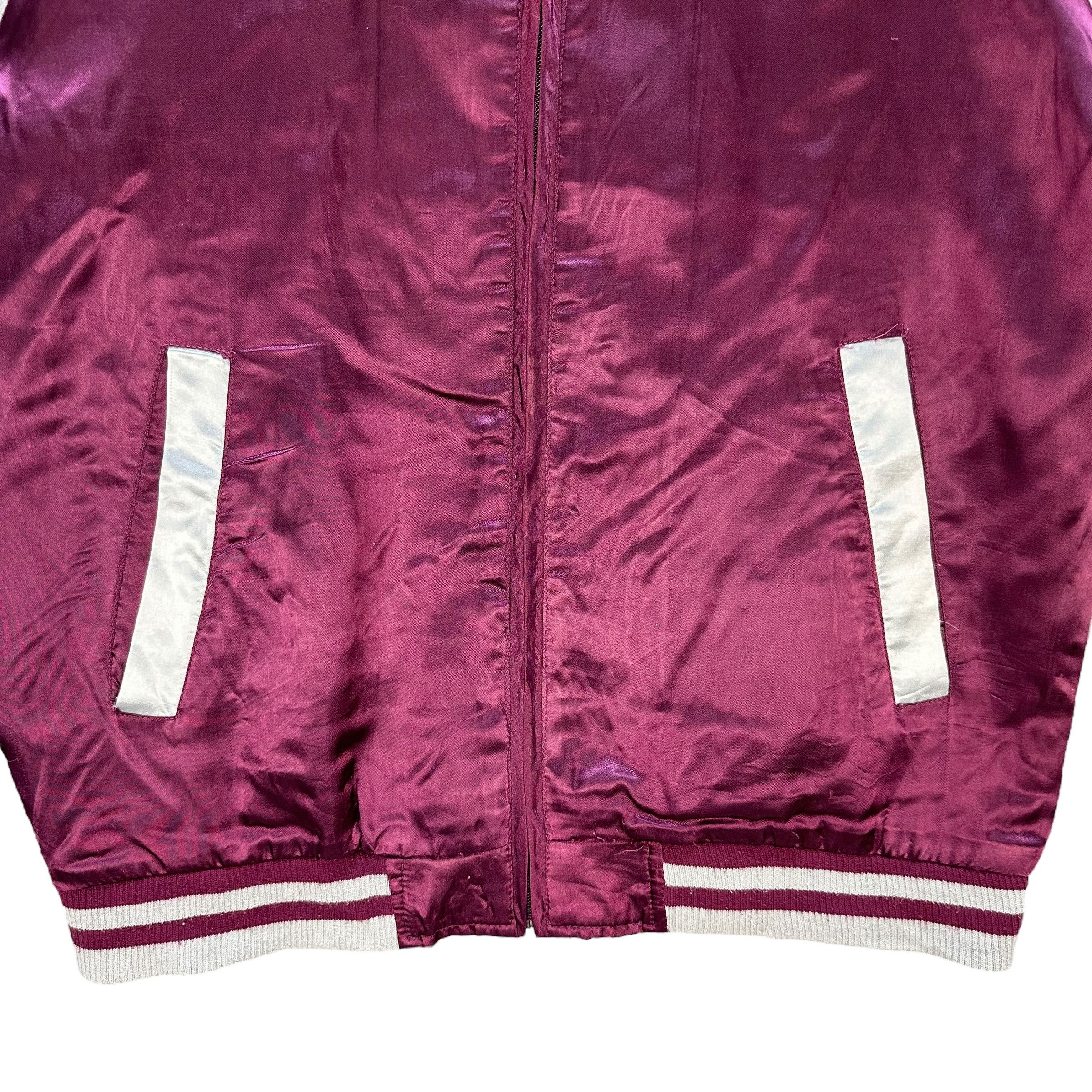 Japanese Brand CAMPANELLO Magenta Satin Sukajan Bomber Jacket #A39-0884 Size US L / EU 52-54 / 3 - 3 Thumbnail