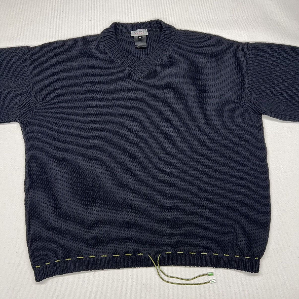 Versace × Vintage VTG Versace Sport Sweater Black Knit Alias V Neck Pullover Size US XL / EU 56 / 4 - 2 Thumbnail