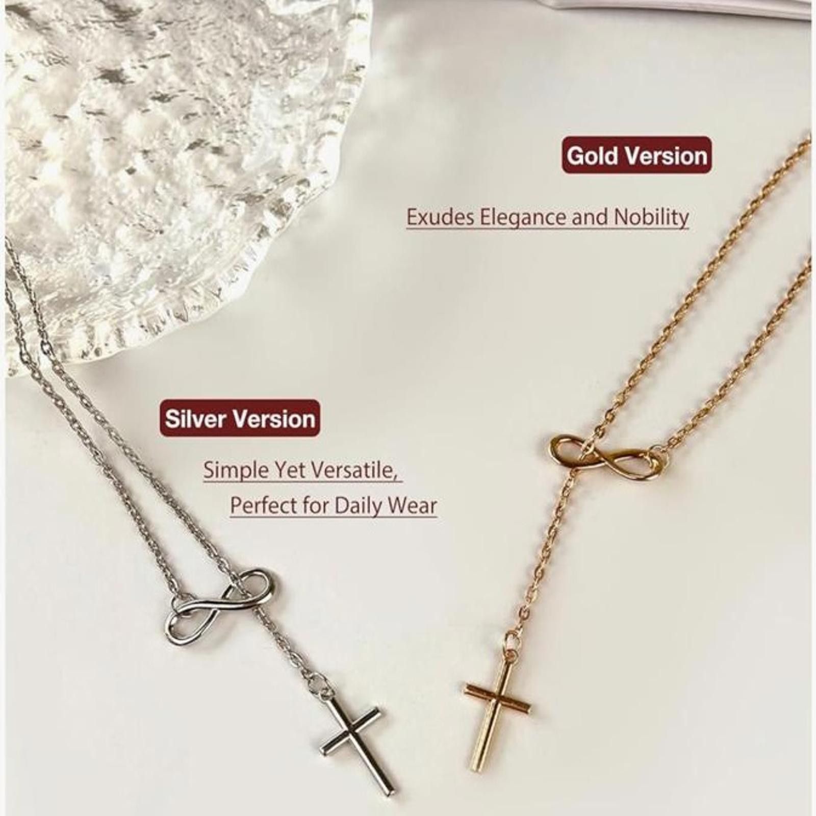 The Unbranded Brand Gold Toned Metal Cross Infinity Necklace Women's Jewelry New Size ONE SIZE - 6 Thumbnail