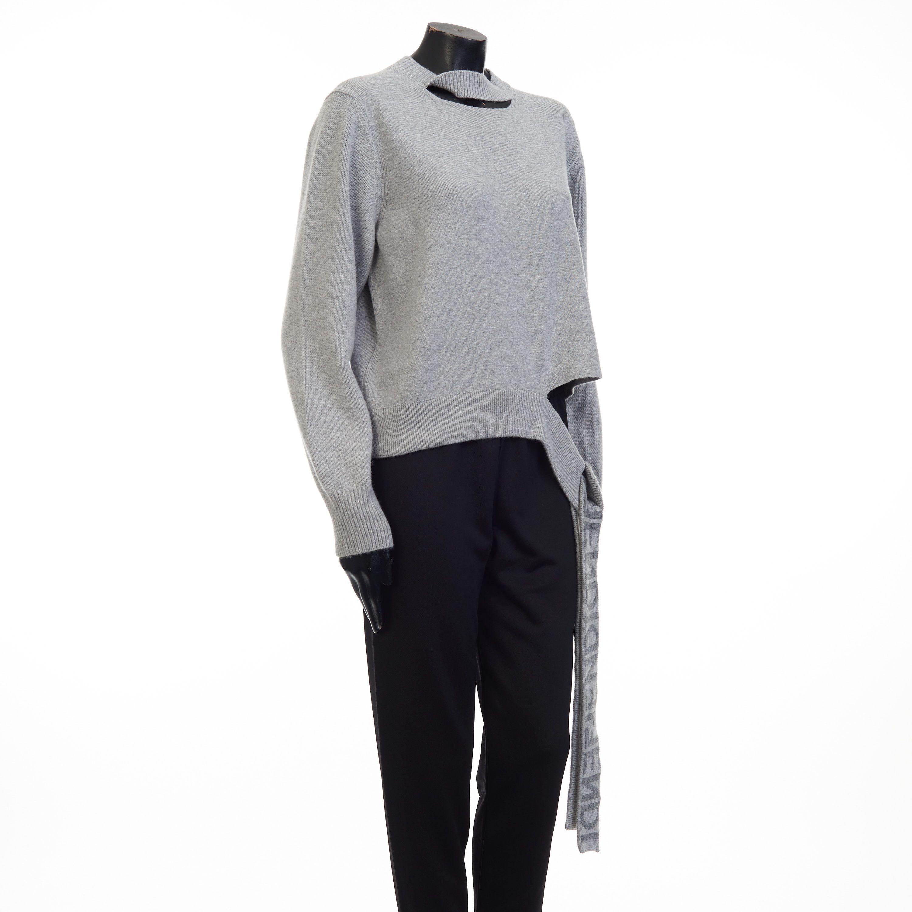 Fendi Grey Cashmere & Wool Sweater - Fendi Mirror Logo Motif Size M / US 6-8 / IT 42-44 - 8 Thumbnail