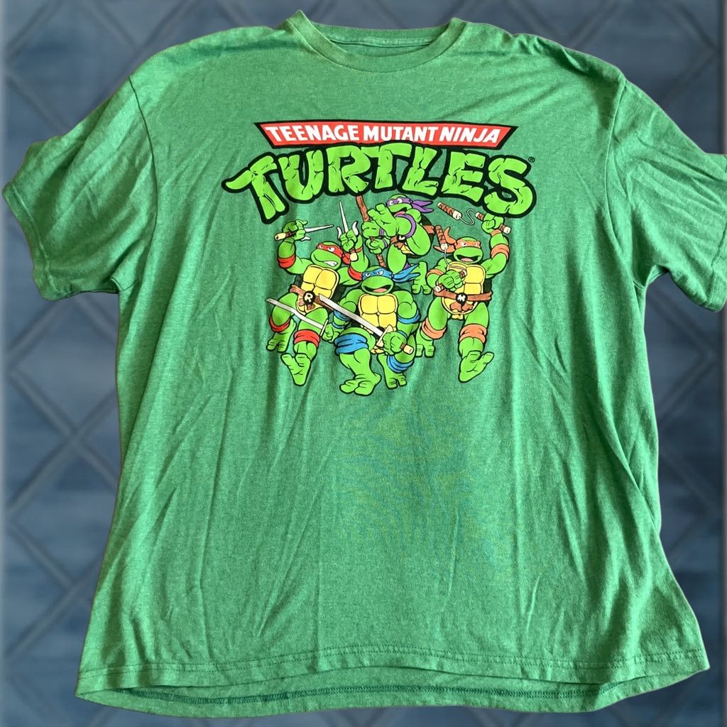Nickelodeon Nickelodeon Teenage Mutant Ninja Turtles T Shirt Men’s XL Crew Neck Green Short Sleeve Graphic Tee 90s Cartoon Retro Dive into TMNT Shirt Mens XL Size US XL / EU 56 / 4 - 1 Thumbnail