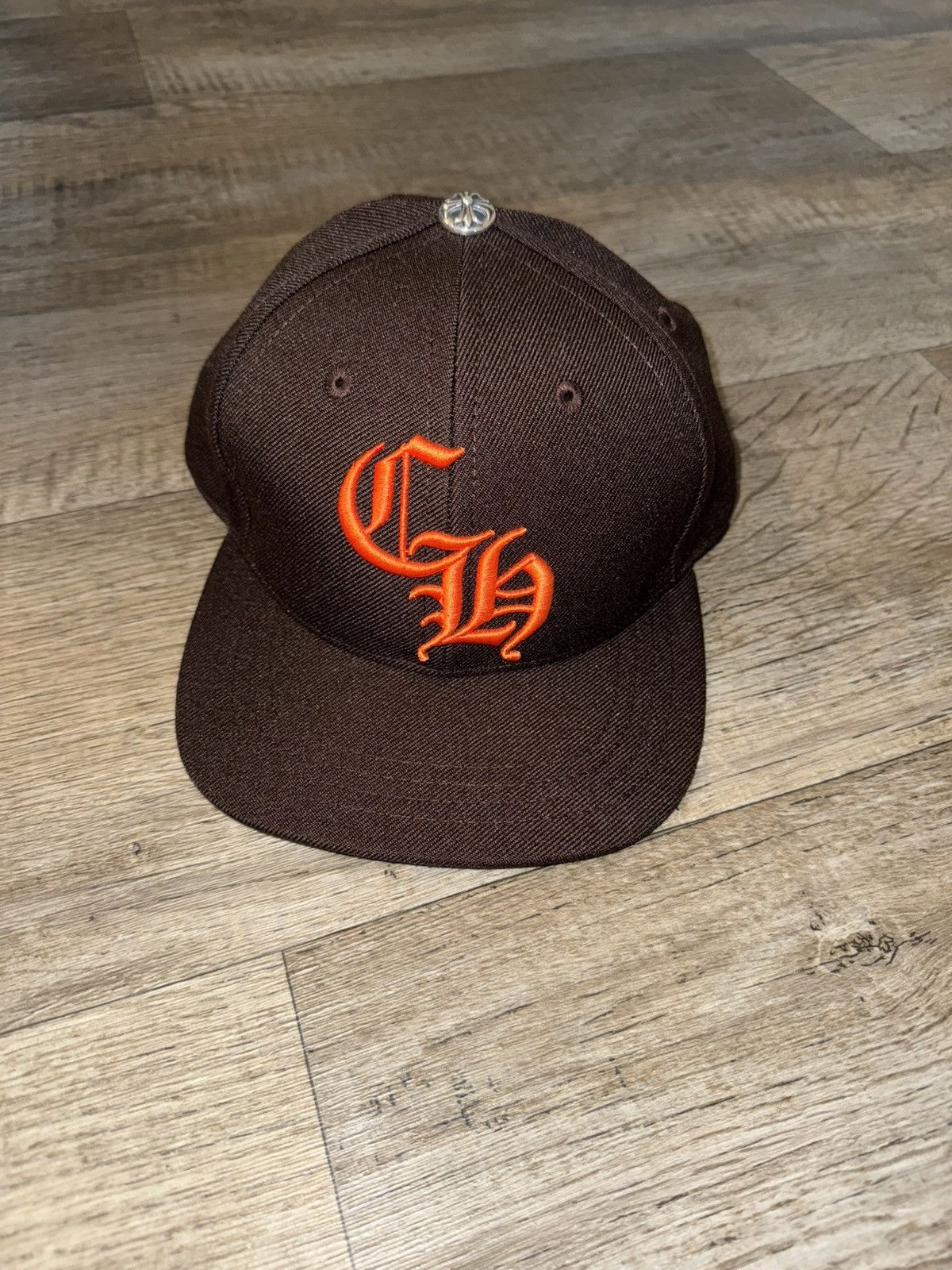BROWN & ORANGE CHROME HEARTS LOGO HAT