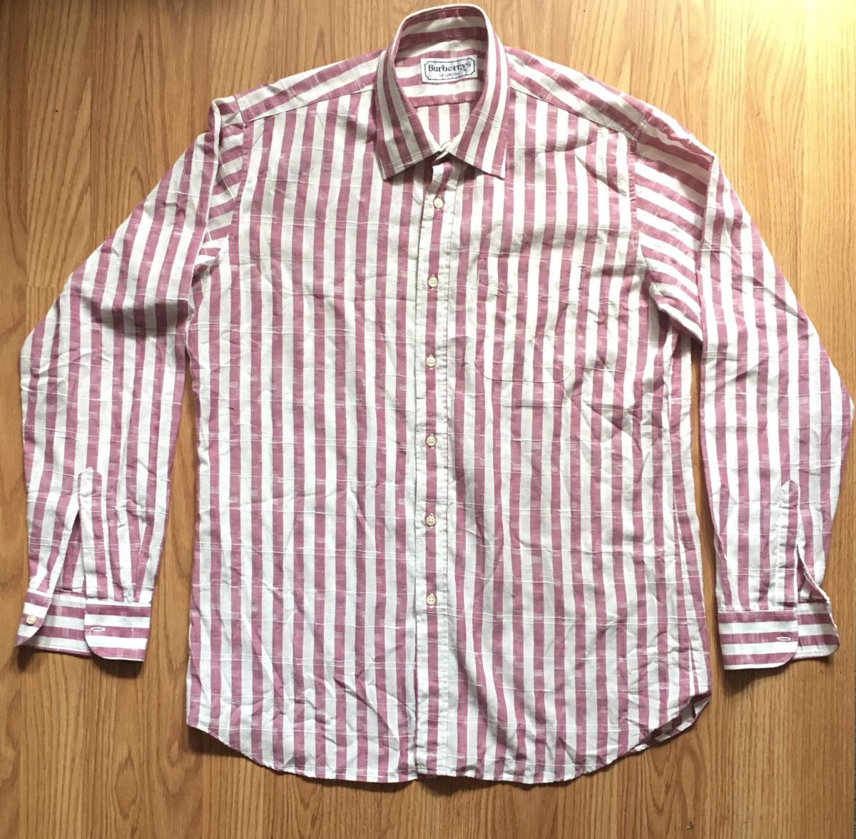 Burberry × Vintage Burberry’s London Pink Striped Mens Shirt Size 41 / 16 Size US L / EU 52-54 / 3 - 1 Thumbnail