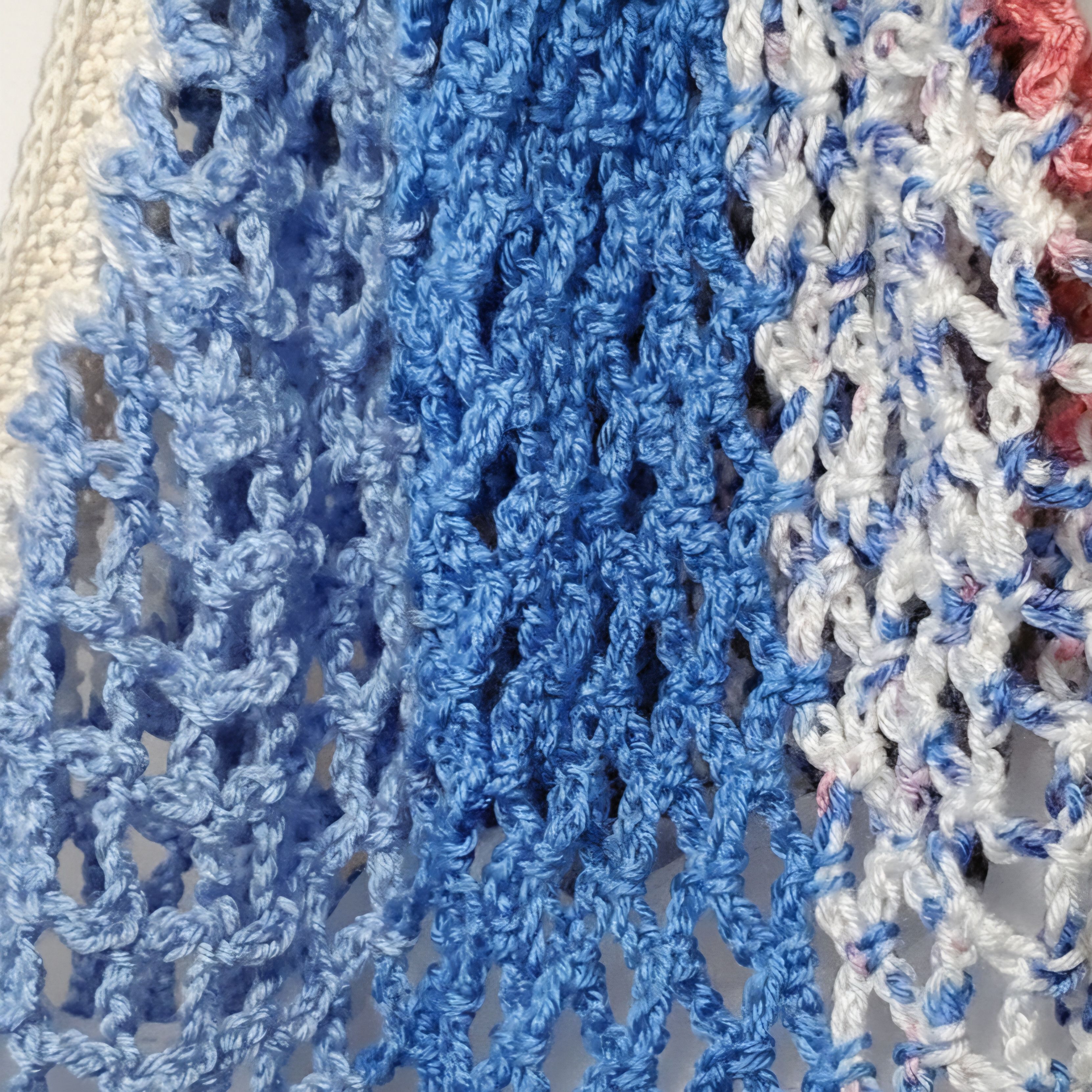 Handmade Handmade Blue Farmers Market Bag Crochet French Net Sack Size ONE SIZE - 8 Thumbnail