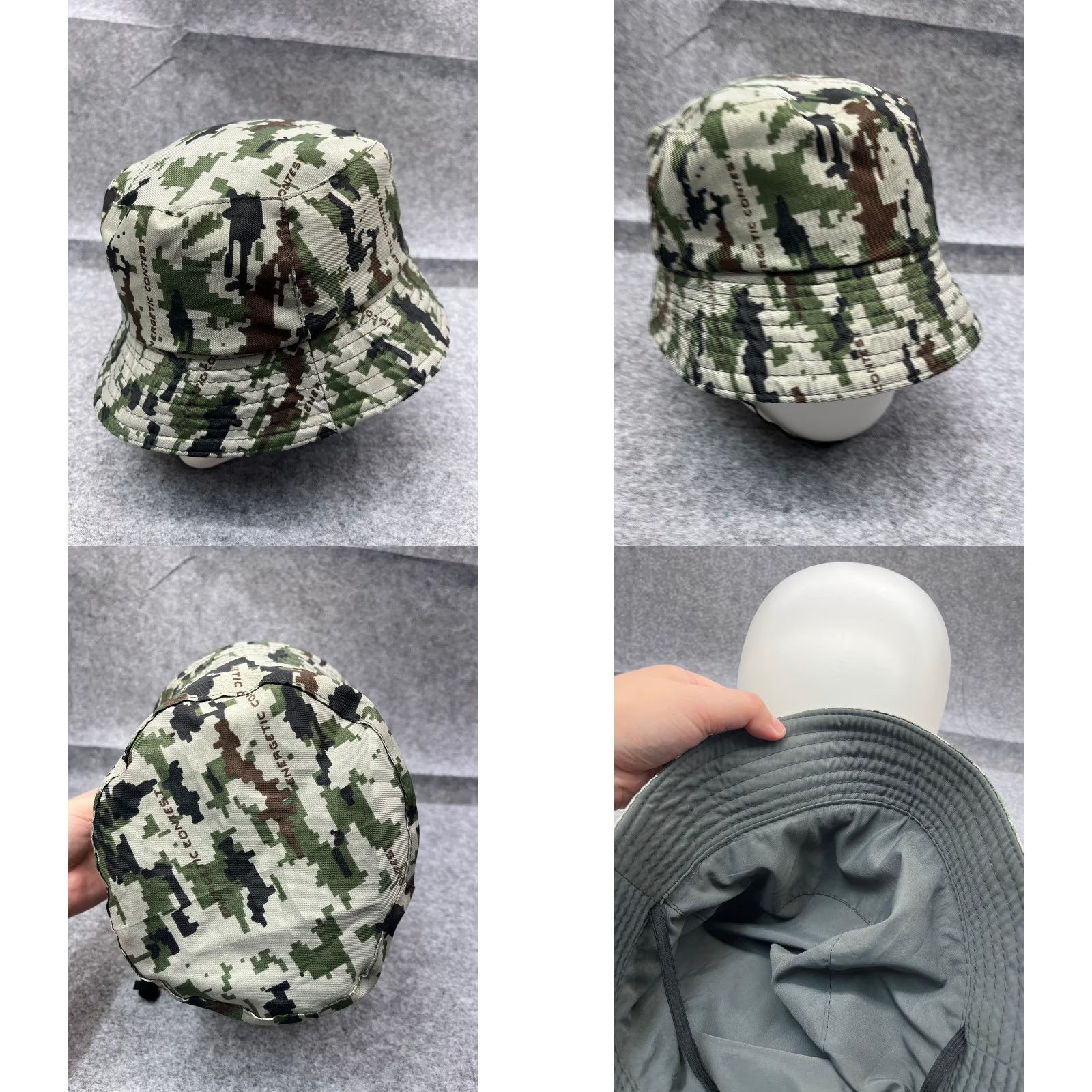 Vintage Energetic Contest Bucket Hat Adult One Size Green Camouflage Polyester Knit Hat Mens Camp Hiking Gear Size ONE SIZE - 8 Thumbnail