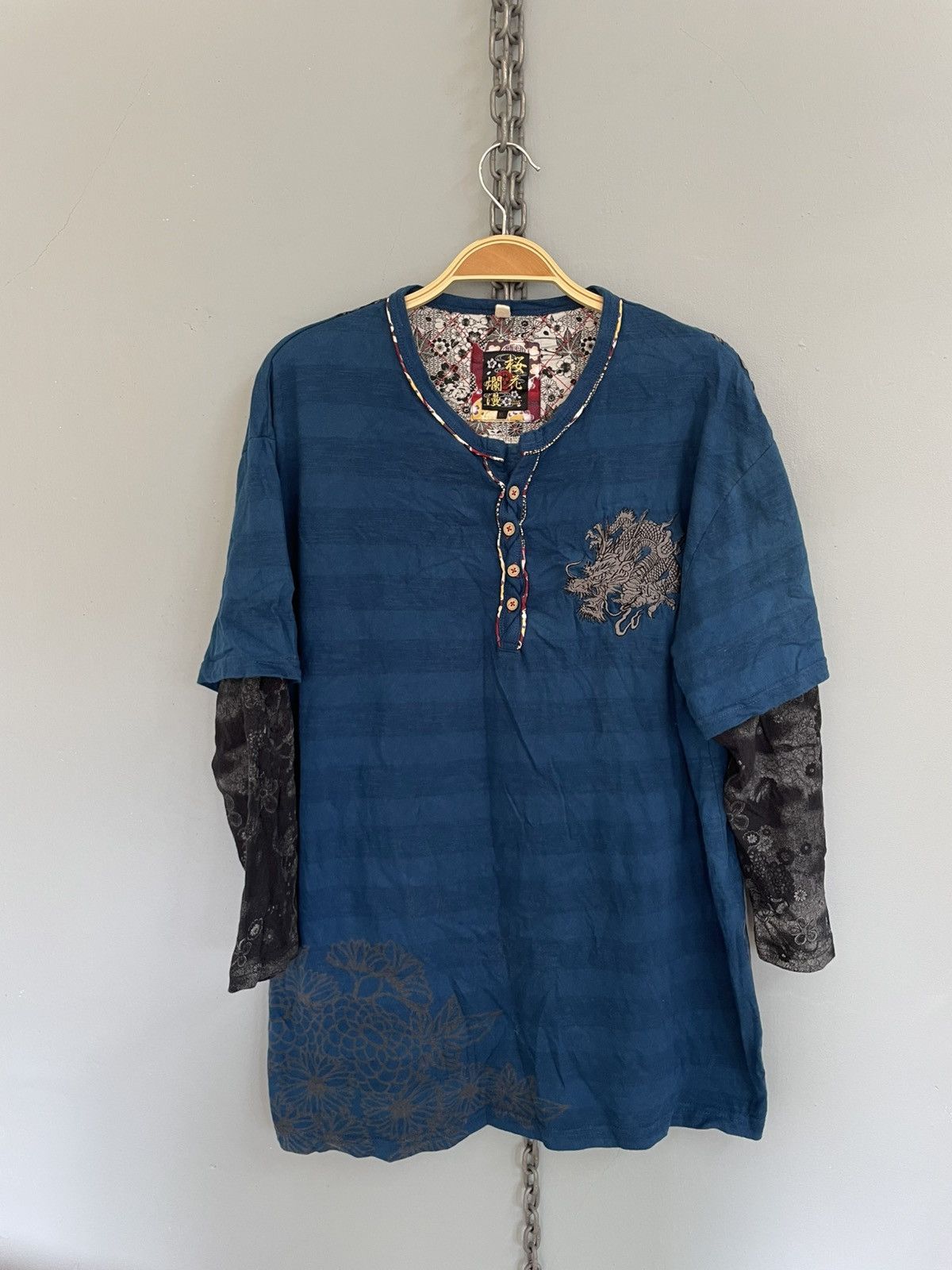 Japanese Brand Japanese traditional dragon embroidery t shirt Size US XL / EU 56 / 4 - 1 Thumbnail