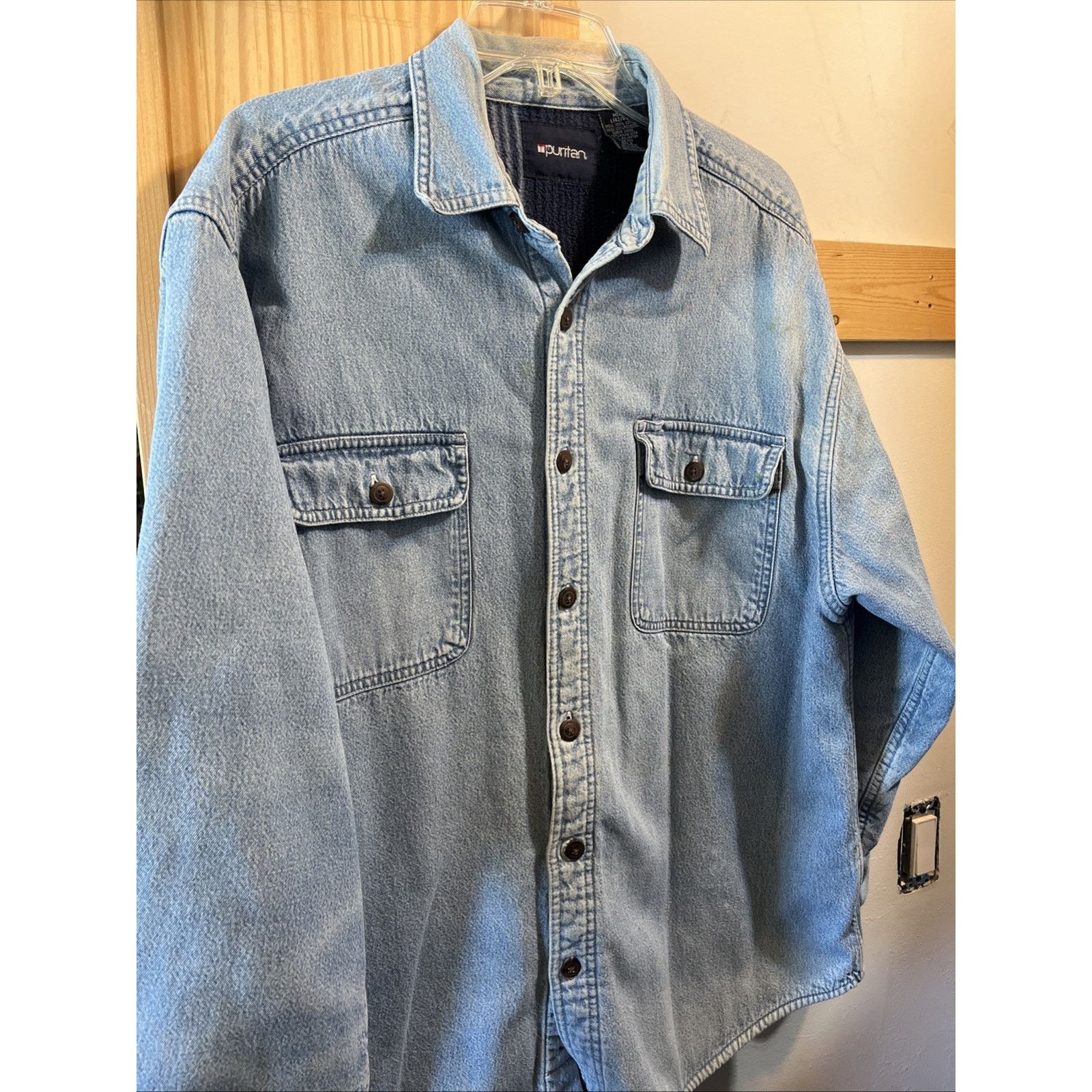 Puritan Puritan Men's L 42/44 Blue Cotton Denim Fleece Lined Shacket Size US L / EU 52-54 / 3 - 3 Thumbnail