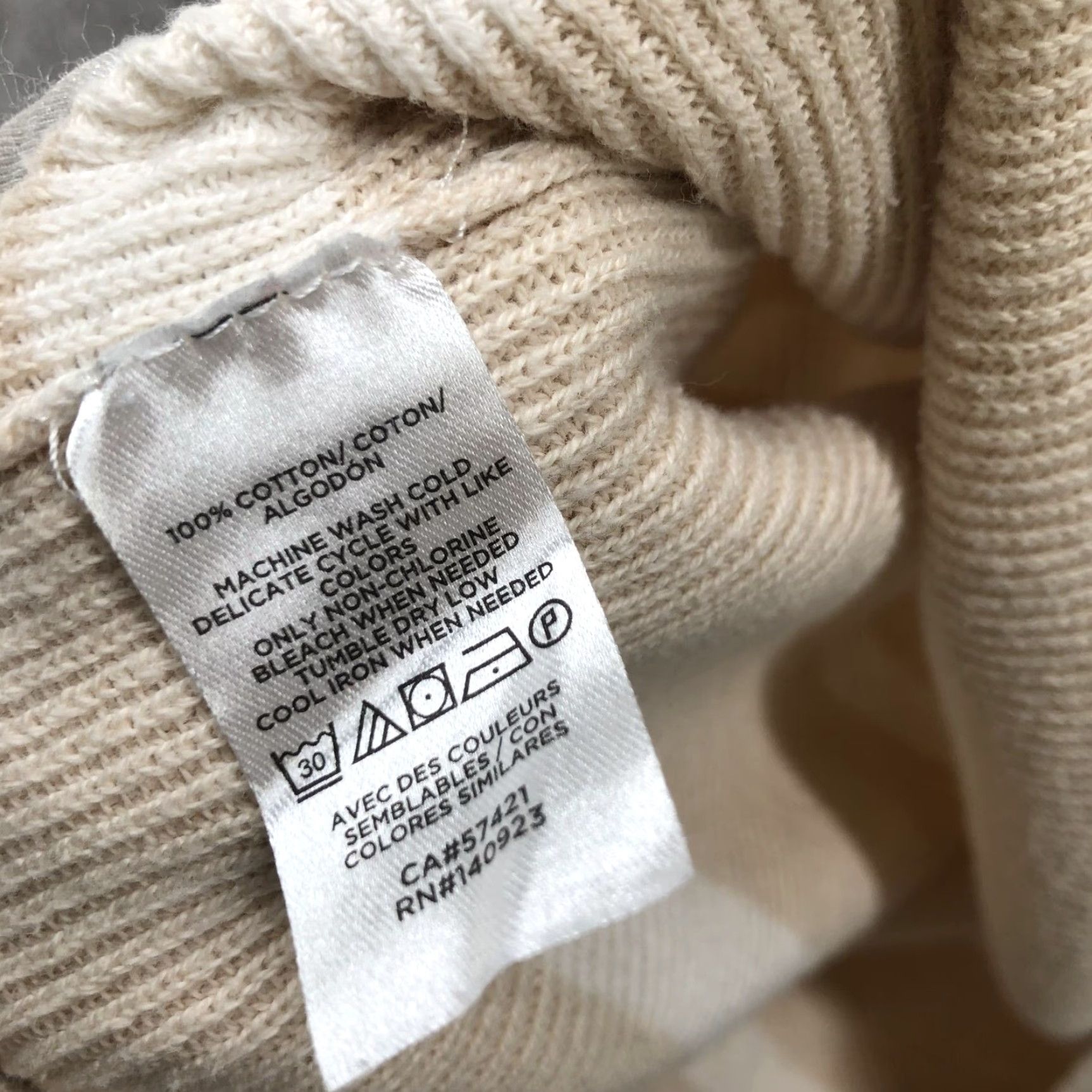 Loft Loft Sweater Womens L 1/4 Button Beige White Striped Cotton Pullover V-Neck Shirt Size L / US 10 / IT 46 - 6 Thumbnail