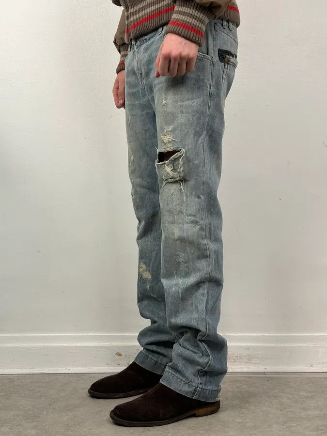 Dolce & Gabbana 2000s Dolce & Gabbana Blue Distressed Denim Jeans Size US 33 - 2 Thumbnail