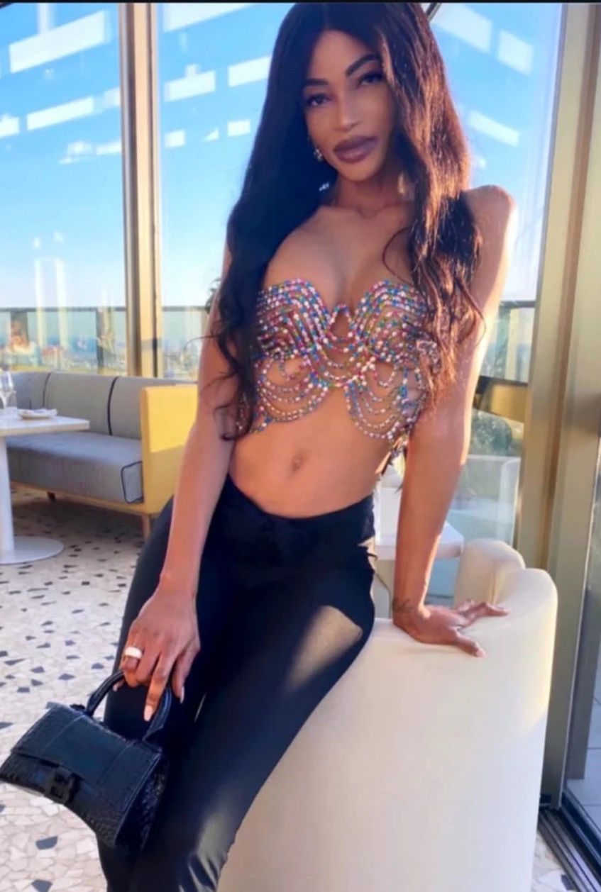 Area NYC AREA Silver ONE SIZE Crystal-embellished crop top Size ONE SIZE - 7 Thumbnail