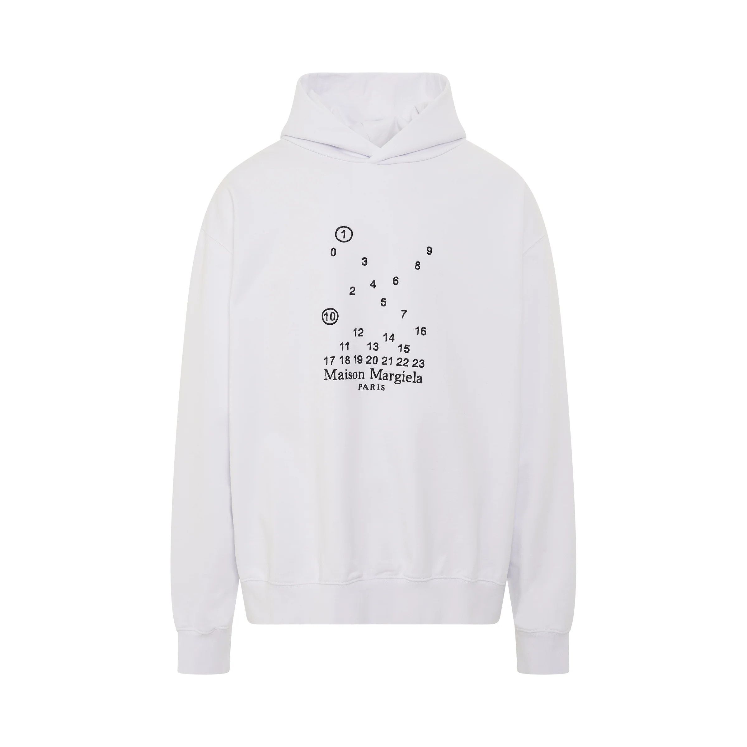 Maison Margiela o1mris0824 Numeric Logo Hoodie in White Size US XL / EU 56 / 4 - 1 Thumbnail