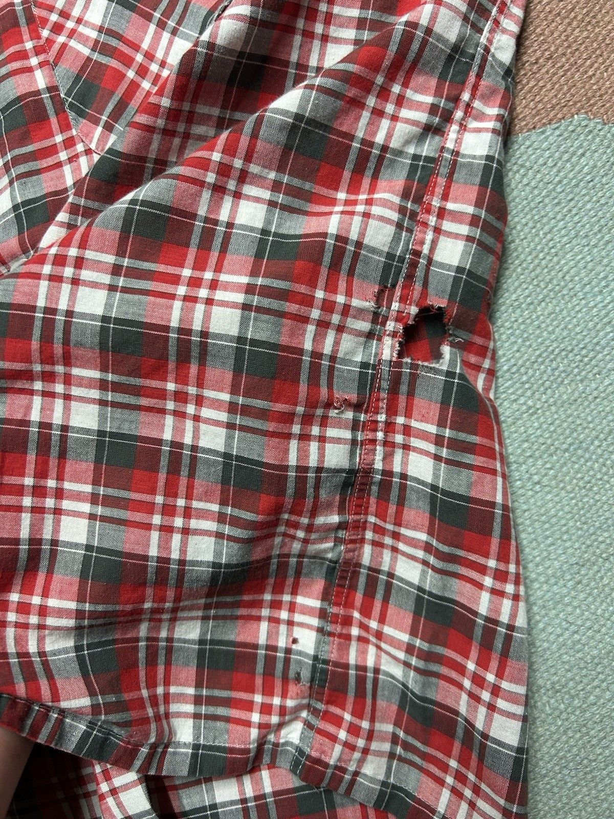 Vintage Vintage 1960s button shirt cotton plaid distressed large Size US L / EU 52-54 / 3 - 3 Thumbnail