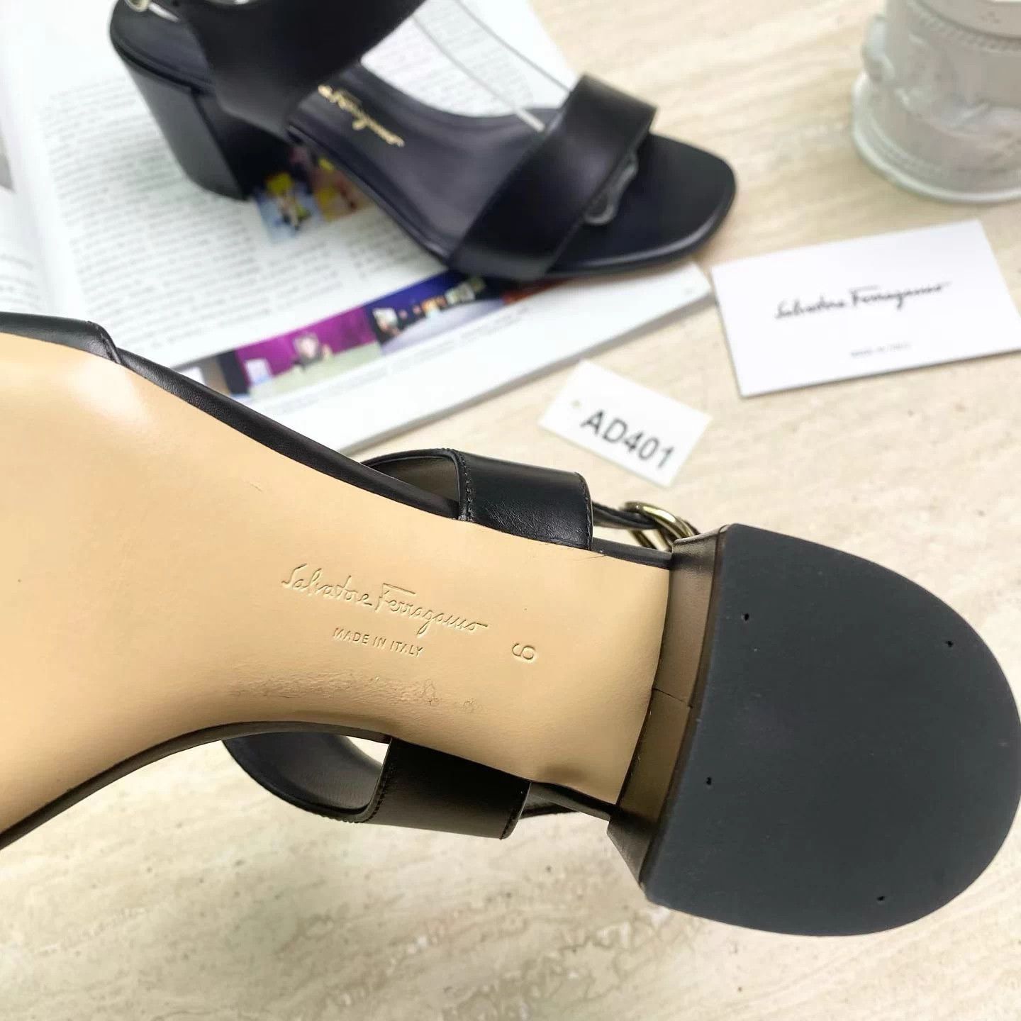 Salvatore Ferragamo Ferragamo Black Leather Sandal 6.5cm Heel 6 (36) New Size US 6 / IT 36 - 5 Thumbnail