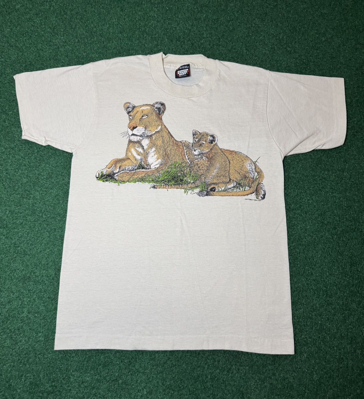 Other Vintage 90s Erie Zoo Lion Lioness Cub Animal Tee T Shirt Size US M / EU 48-50 / 2 - 1 Thumbnail