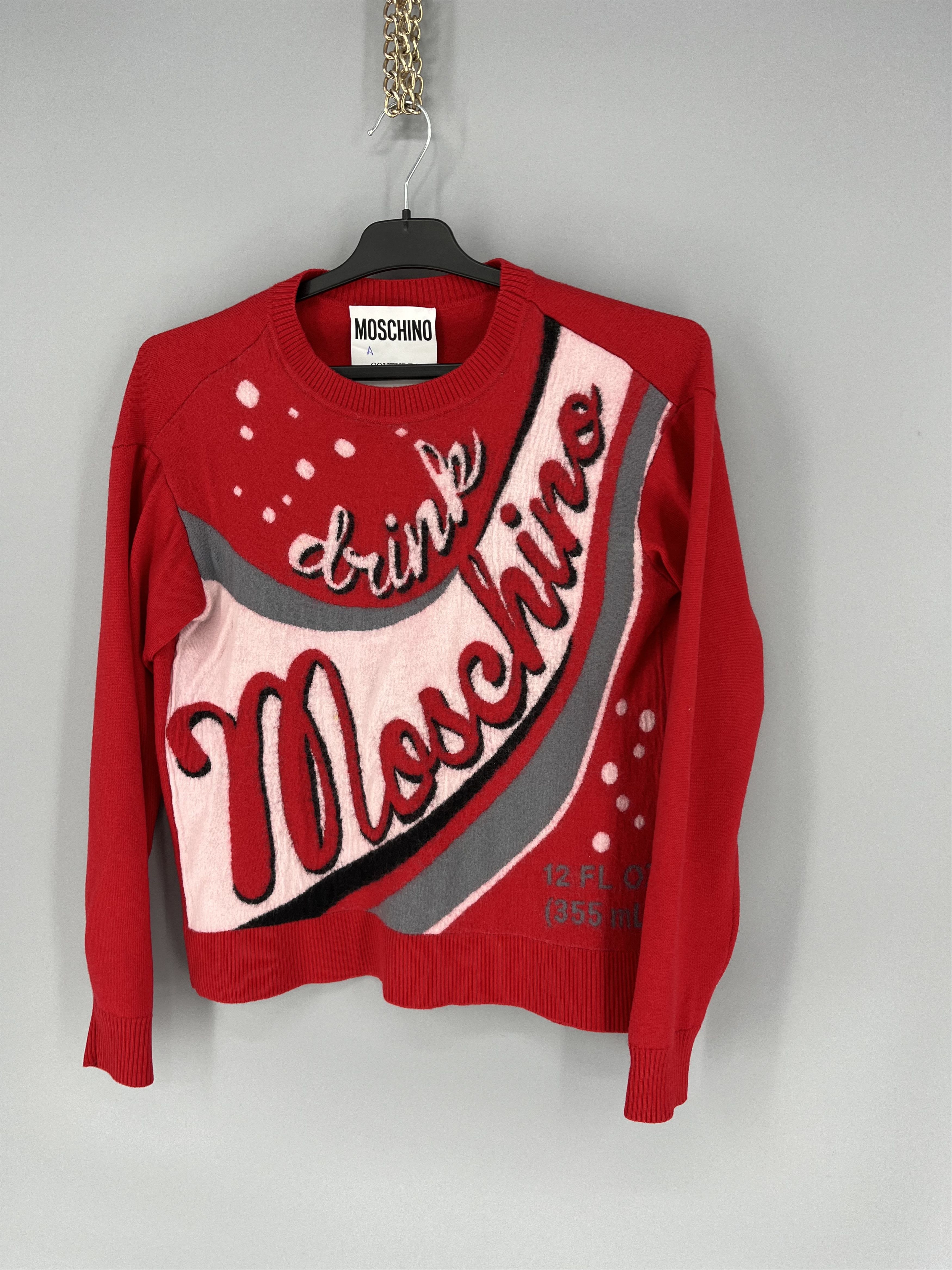 Moschino Vintage Drink 335ml Moschino Sweater 100 Wool Lana Size S / US 4 / IT 40 - 3 Thumbnail