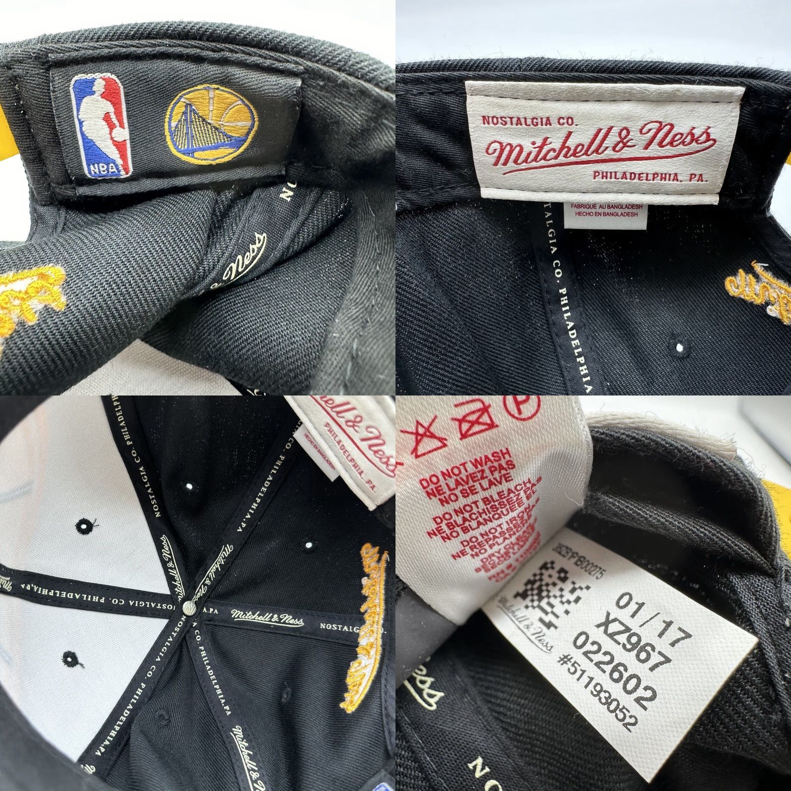 Mitchell & Ness Mitchell & Ness Black NBA Golden State Warriors Snapback Hat Cap Adult Unisex 90s Retro College Sports USA Tailored Fit Adjustable Size ONE SIZE - 8 Thumbnail