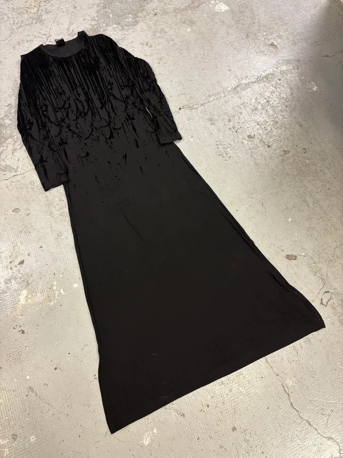 Jean Paul Gaultier AW1998 Jean Paul Gaultier Blood Drip Black Velvet Maxi Dress Size S / US 4 / IT 40 - 3 Thumbnail