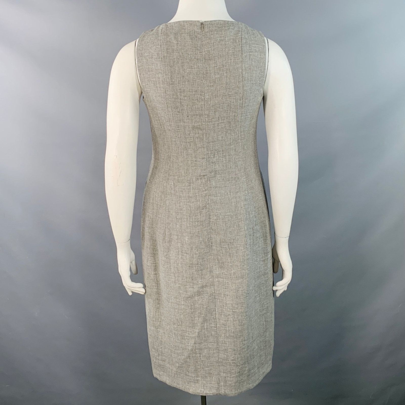 Akris Grey Linen Wool Melange Sleeveless Knee Length Sheath Dress Size XL / US 12-14 / IT 48-50 - 3 Thumbnail