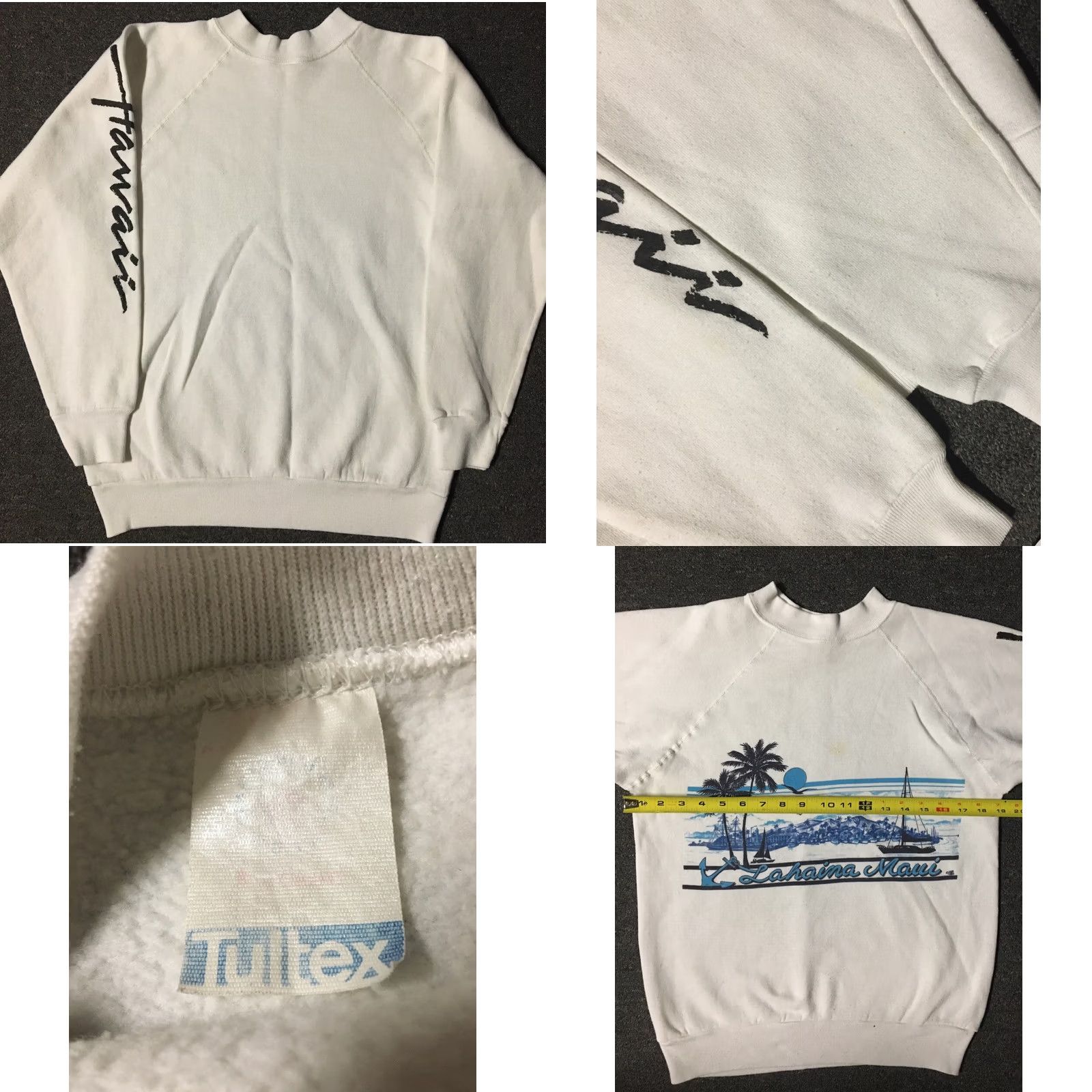 Tultex VINTAGE Maui Hawaii Spellout Sweatshirt S Mens White 80s Surf USA University Tultex TM USA Surf North Shore 80s 90s Retro Grunge Beach Fashion Size US S / EU 44-46 / 1 - 8 Thumbnail