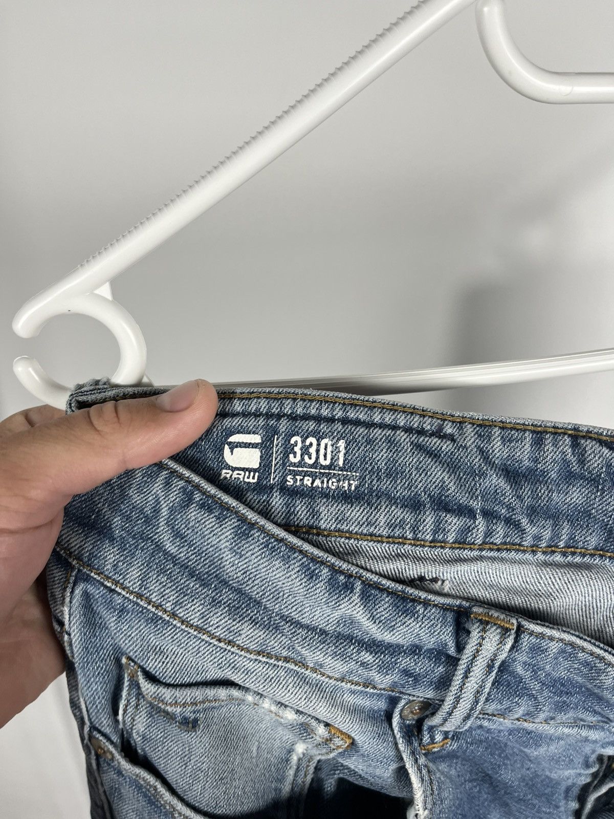 G-Star G-Star RAW 3301 Straight Fit Jeans W31 L32 Light Wash Size US 31 - 12 Thumbnail
