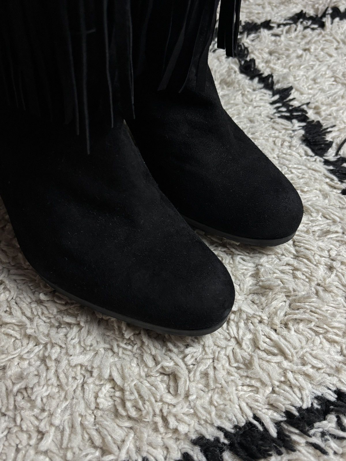 Stuart Weitzman Stuart Weitzman Fringie Black Suede Boots Cowbow Western Size US 9 / IT 39 - 3 Thumbnail