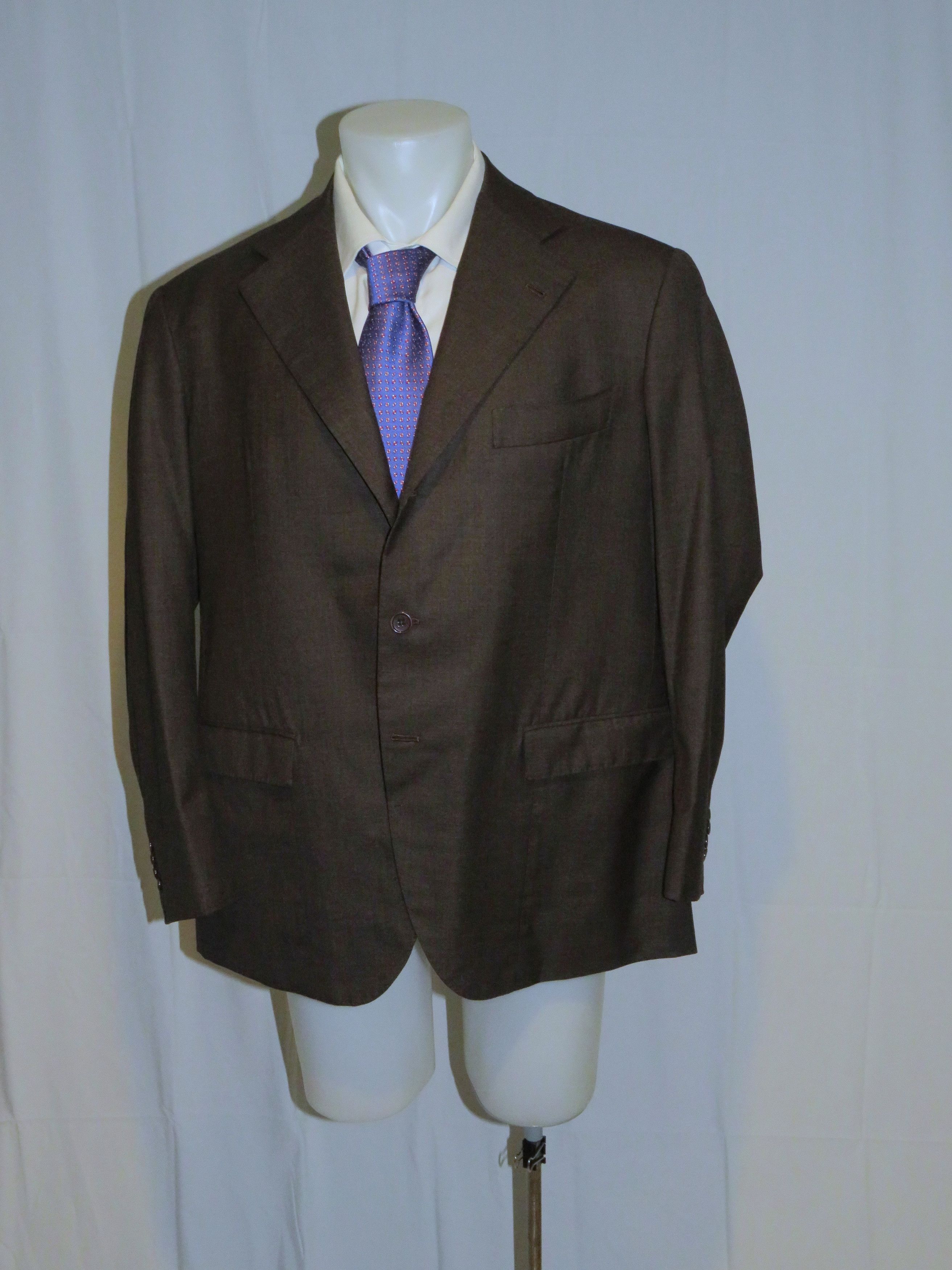 Gianni Volpe Napoli Solid Brown Three Roll Two Blazer 44L