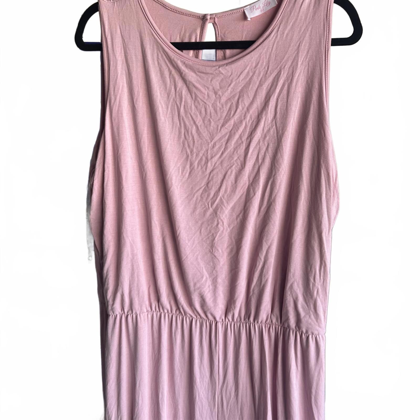 Designer Pink Lily Sleeveless Jumpsuit - Soft Blush Color Size 42" / US 20 - 3 Thumbnail