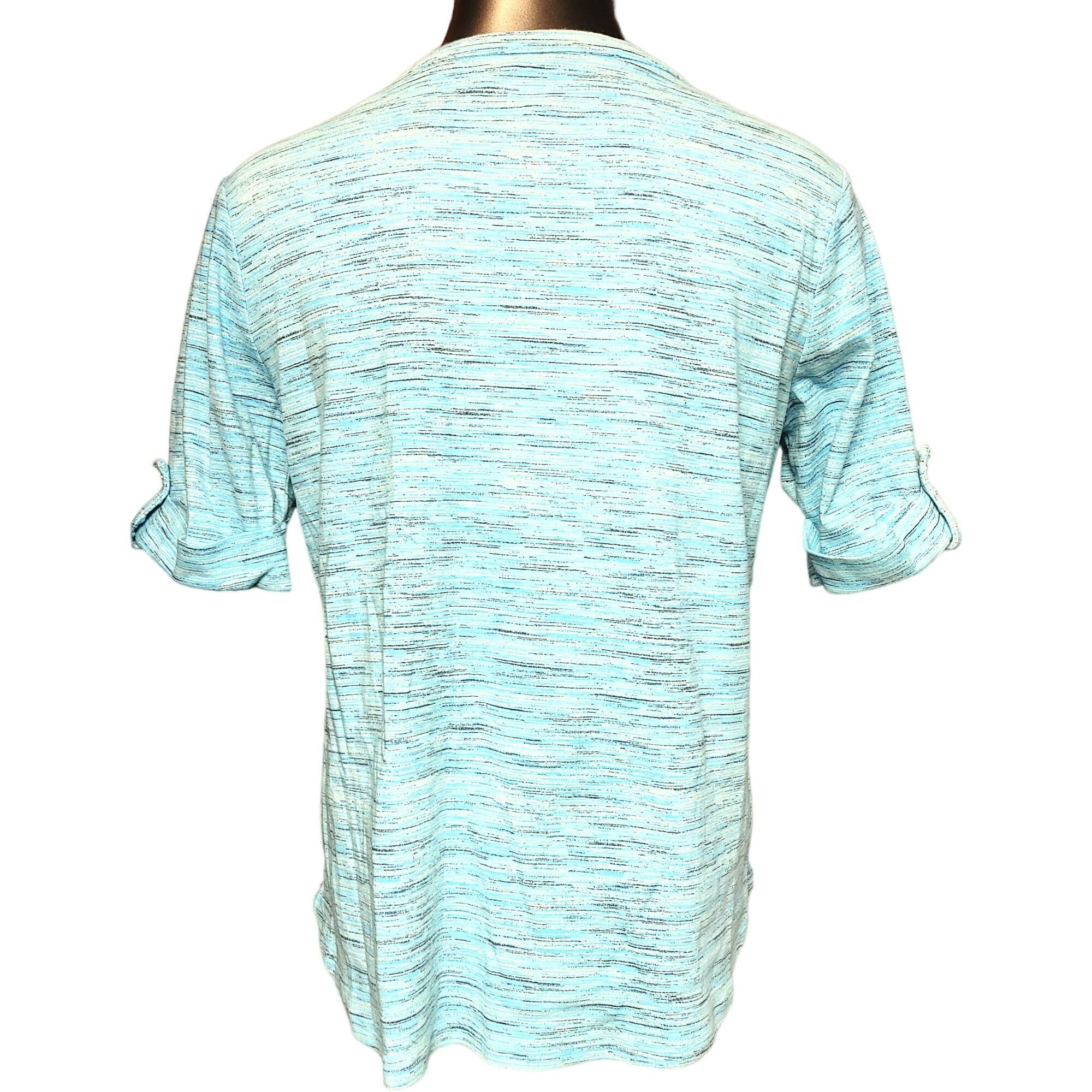 Croft & Barrow Croft & Barrow Women's Light Blue Patterned V-Neck Rolled Cu Size L / US 10 / IT 46 - 2 Thumbnail