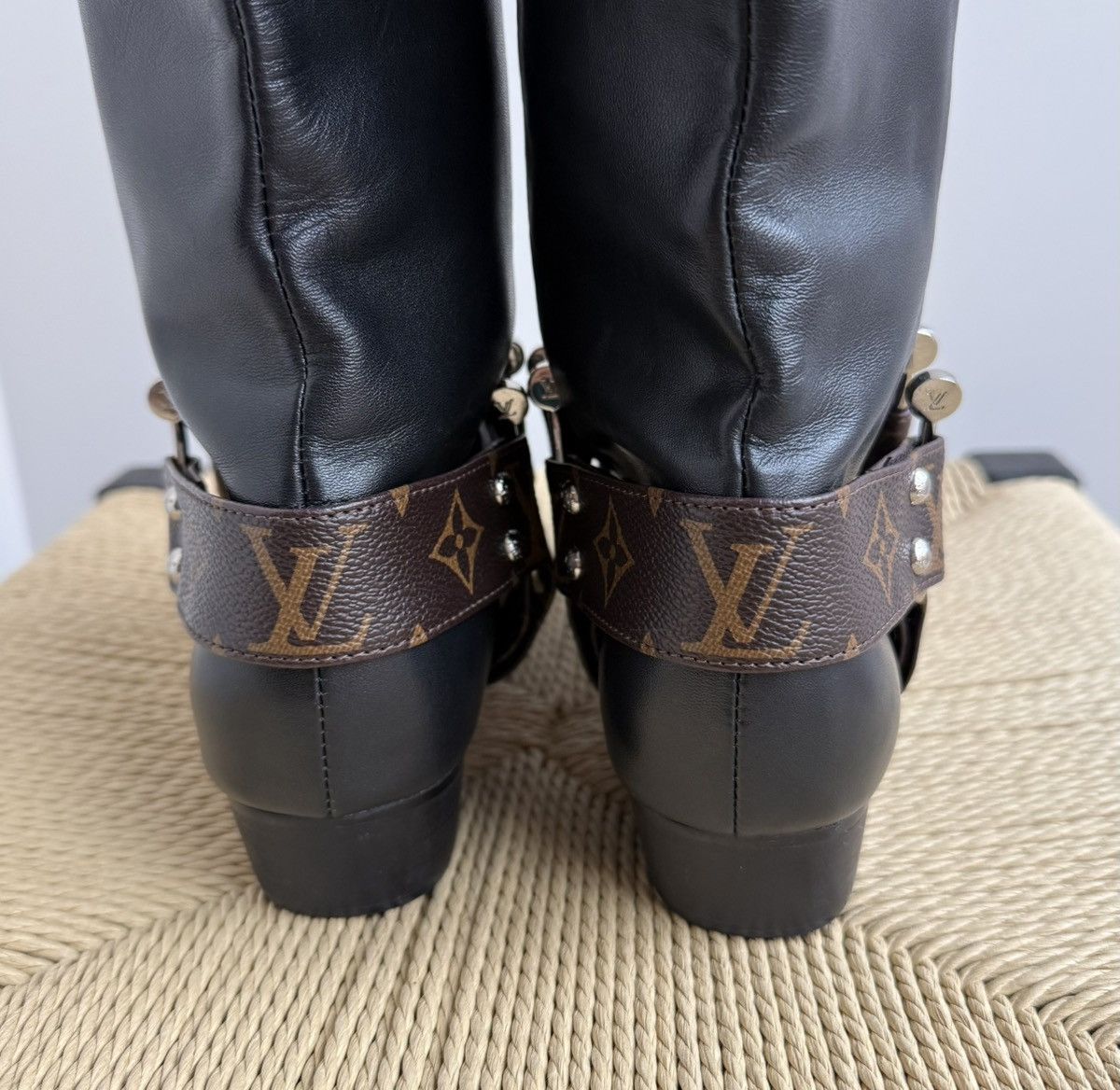 Louis Vuitton Louis Vuitton Rhapsody Monogram Tall Knee Moto Leather Boots Size US 10 / IT 40 - 9 Thumbnail