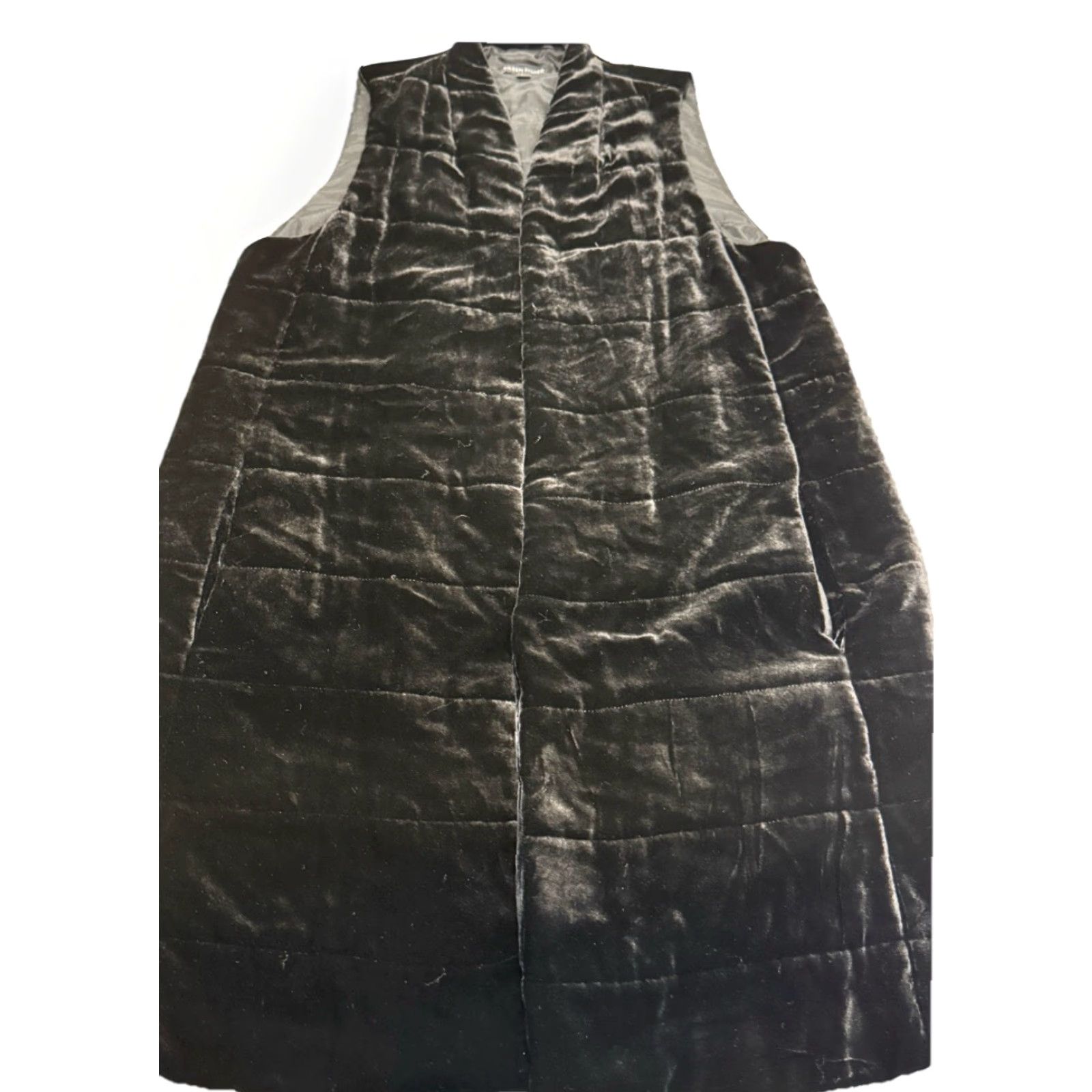 Eileen Fisher Eileen Fisher Black Velvet Open Front Sleeveless Silk Blend Vest Women’s S/P Size S / US 4 / IT 40 - 2 Thumbnail