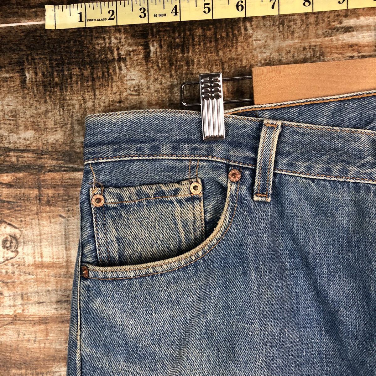Levi's Levis 501 vintage ripped Blue Denim Pants #A2578 Size US 37 - 7 Thumbnail