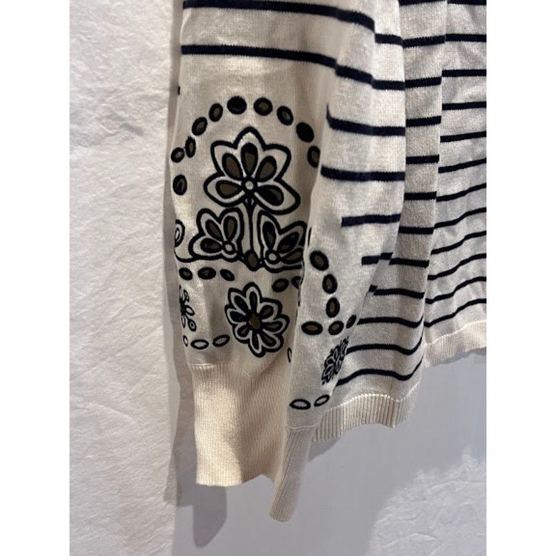 Chicos Chico's Sweater Cream Black Embroidered Crew Neck XXL Size XXL / US 16-18 / IT 52-54 - 5 Thumbnail