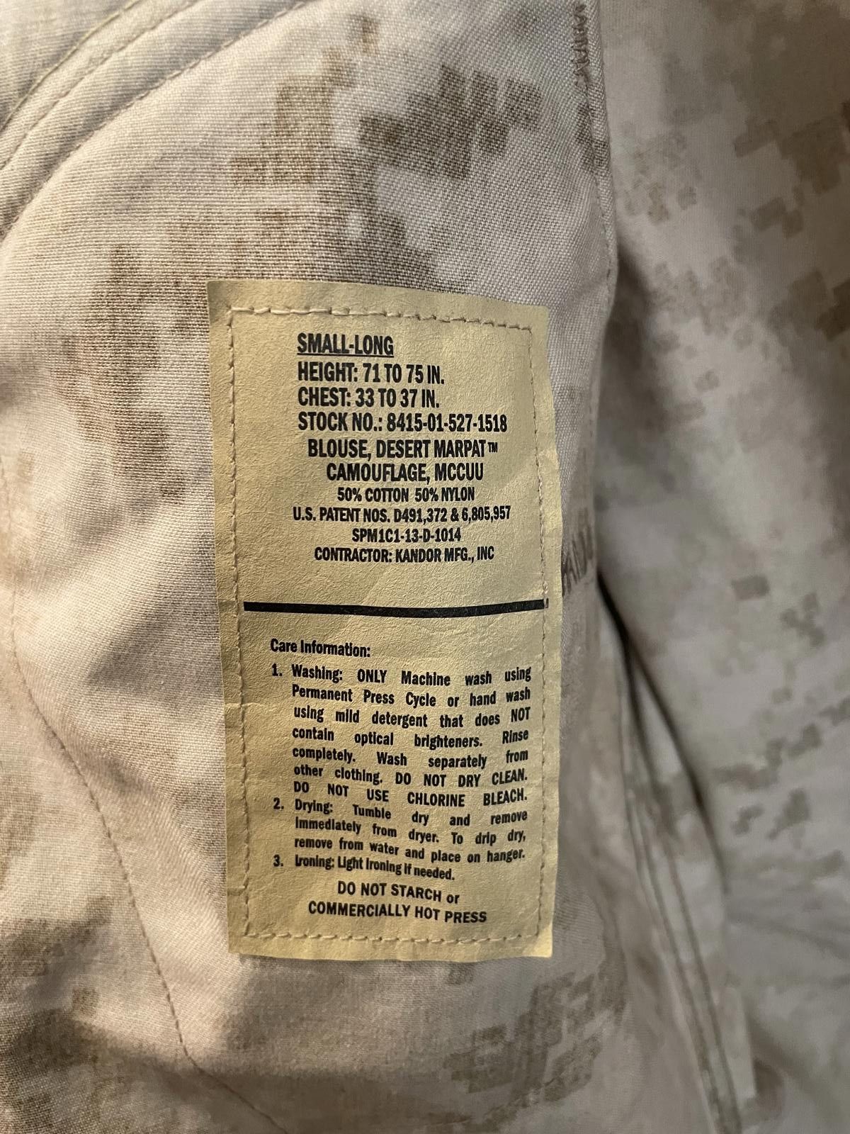Designer USMC Desert MARPAT Camouflage Blouse MCCUU Medium Regular EA Size ONE SIZE - 2 Thumbnail
