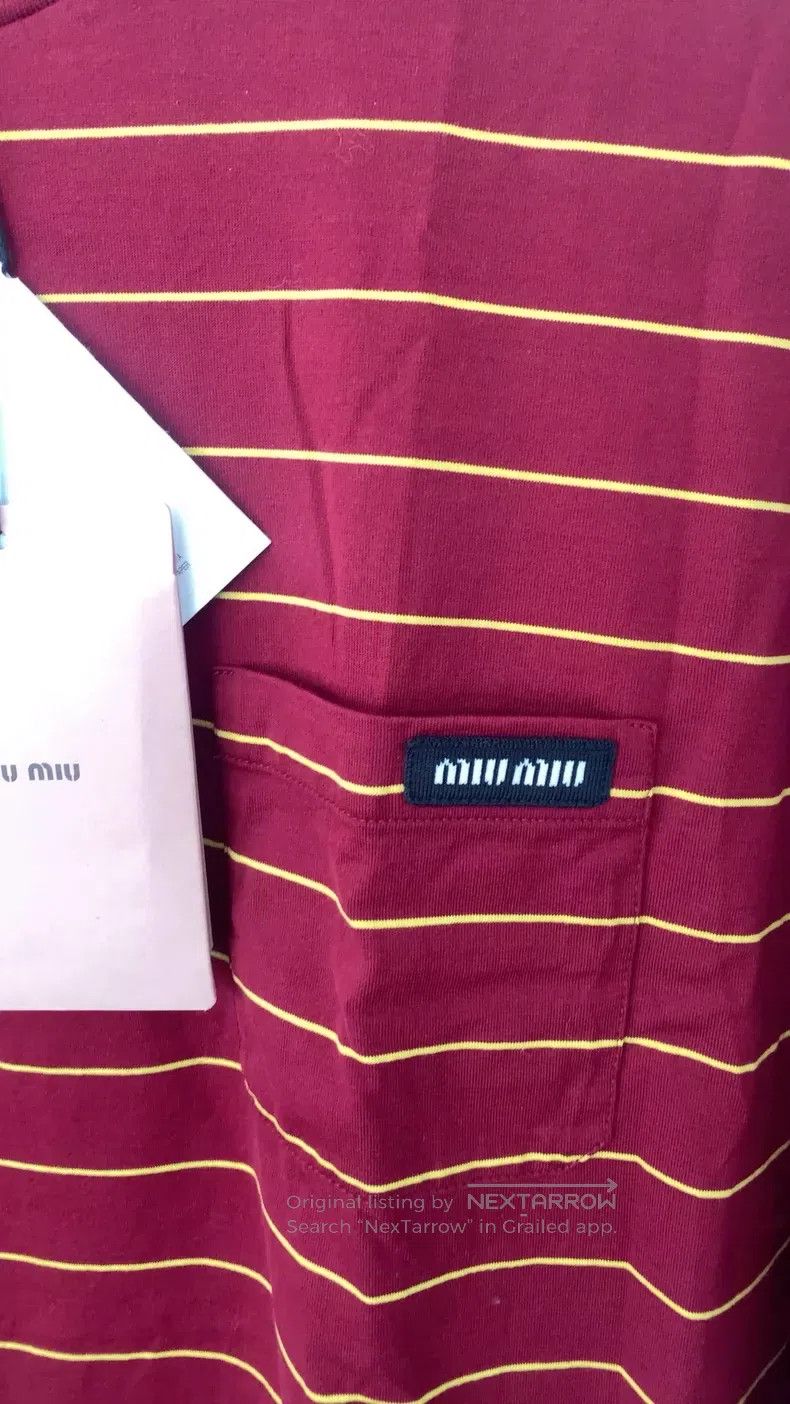 Miu Miu Miu Miu Size XS Wine red striped long sleeve T-shirt Size XS / US 0-2 / IT 36-38 - 6 Thumbnail