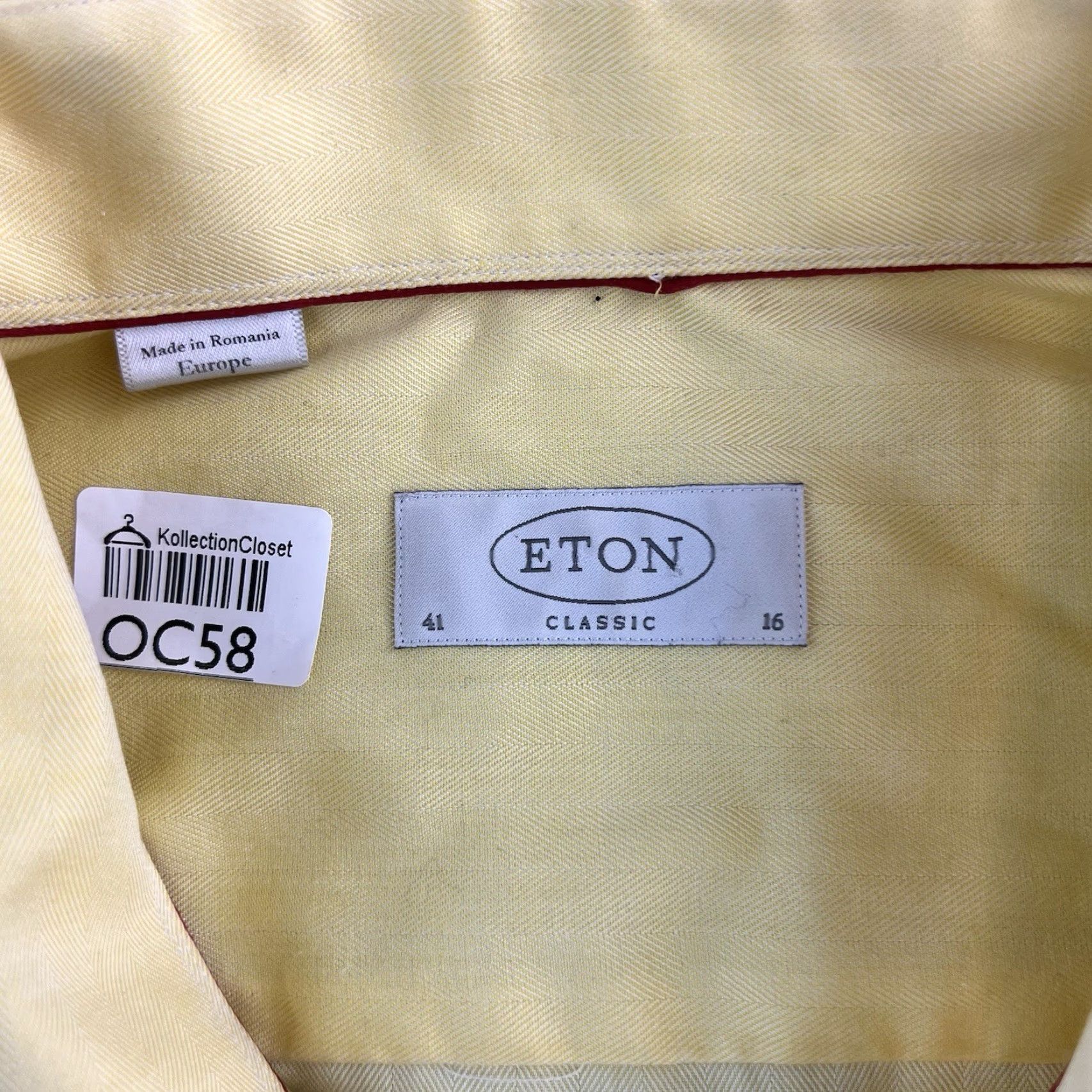Eton Eton Dress Shirt Mens 16 Yellow Classic Long Sleeve Button Up Preppy Adult Shirt Mens Long Sleeve Yellow Color Casual Workwear 90s/style Size 42R - 5 Thumbnail