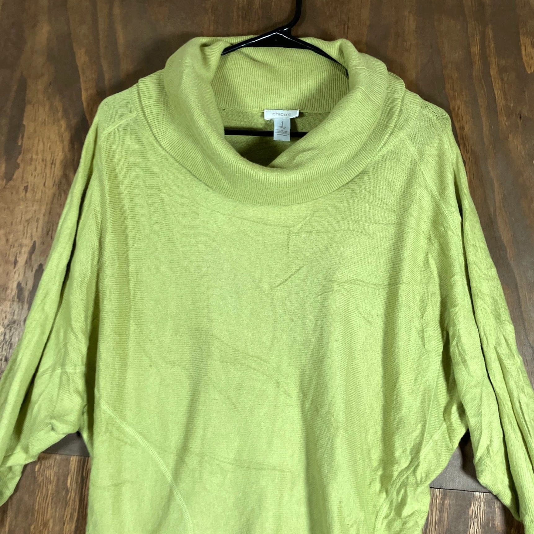 Vintage Chicos Womens Sweater Green Cowl Neck Dolman Sleeve Rabbit Hair Blend 1 (M) Size M / US 6-8 / IT 42-44 - 2 Thumbnail
