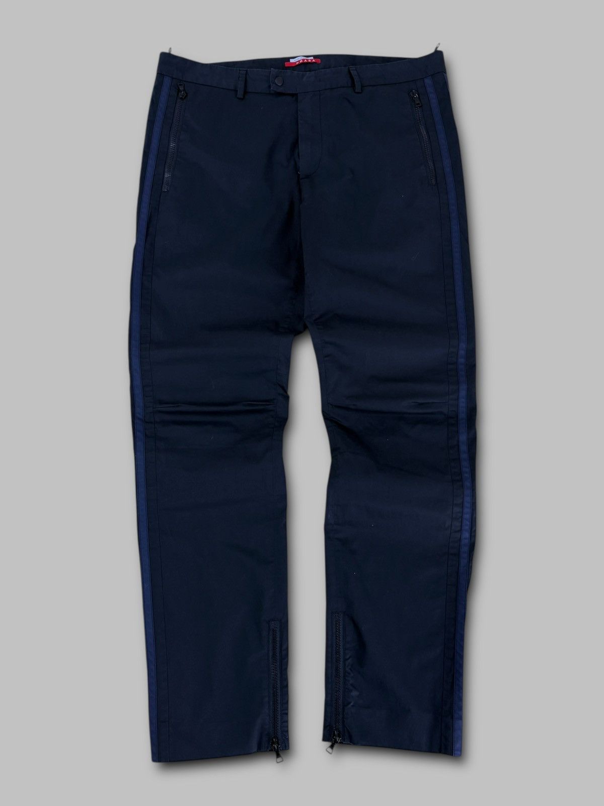 Prada Prada 2000s Black Technical Pants With Blue Sides Stripes Size US 36 / EU 52 - 1 Thumbnail