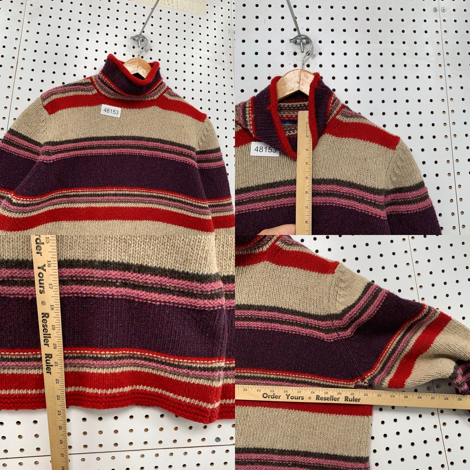 Eddie Bauer Eddie Bauer Wool Turtleneck Sweater Womens XL Red Striped Knit Lambswool Size XL / US 12-14 / IT 48-50 - 8 Thumbnail