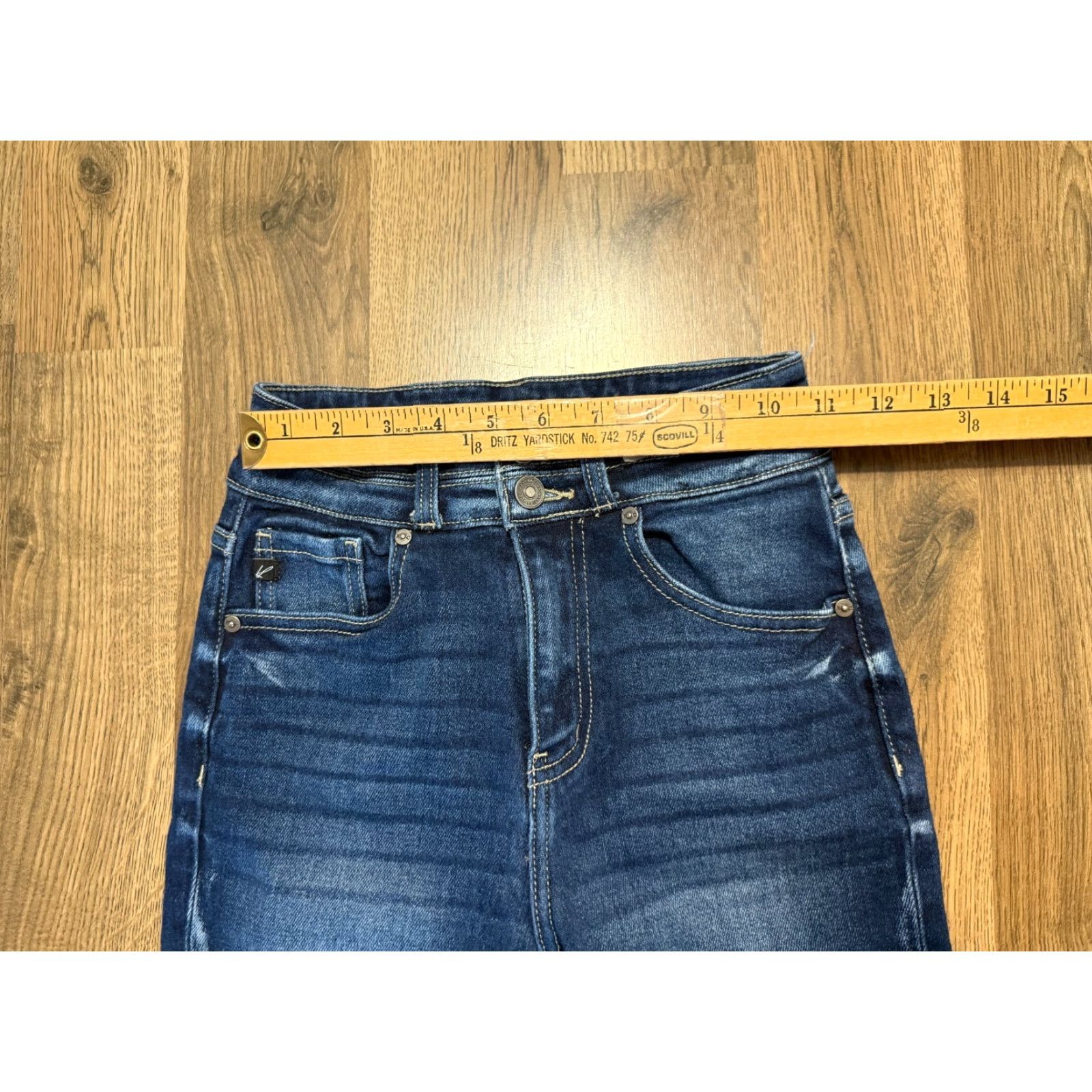 Vintage KanCan Jeans Women's 23 Blue Denim Skinny Distressed Dark Wash Size 40" / US 18 - 7 Thumbnail