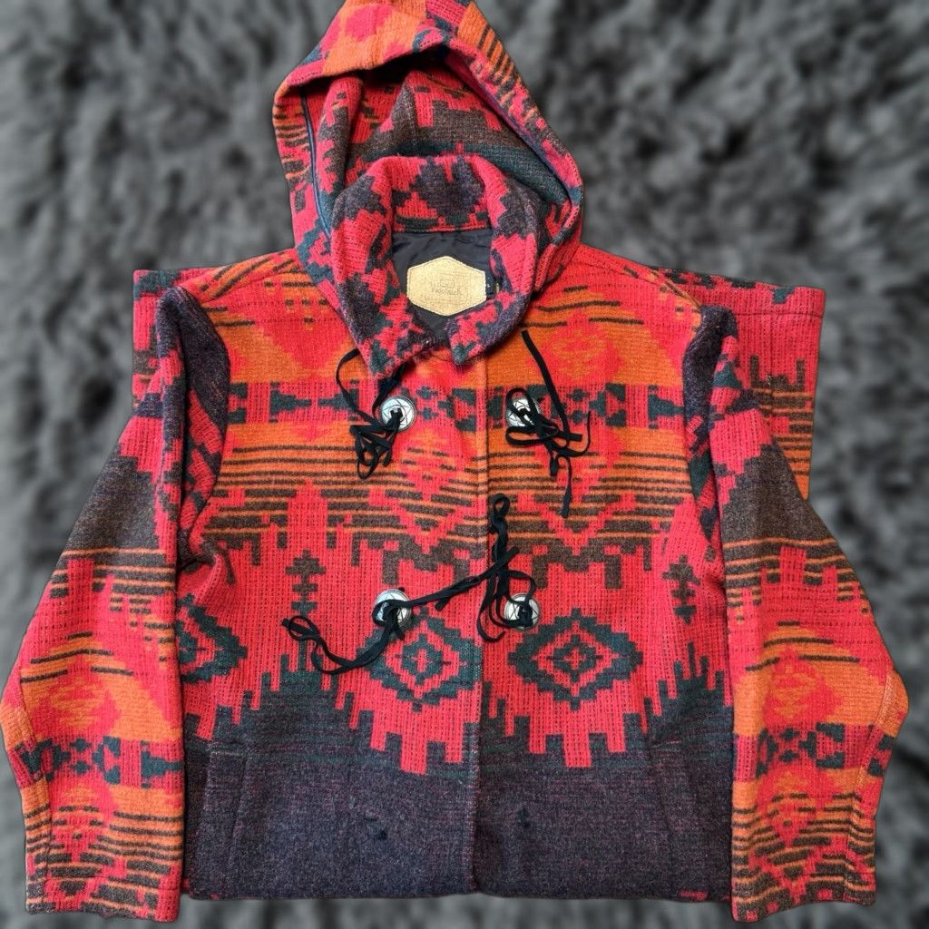 Vintage VTG Woolrich Wool Jacket Women Large Red Aztec Duster Blanket Trench Coat USA Long 52x24 Pit to Pit Size L / US 10 / IT 46 - 1 Thumbnail