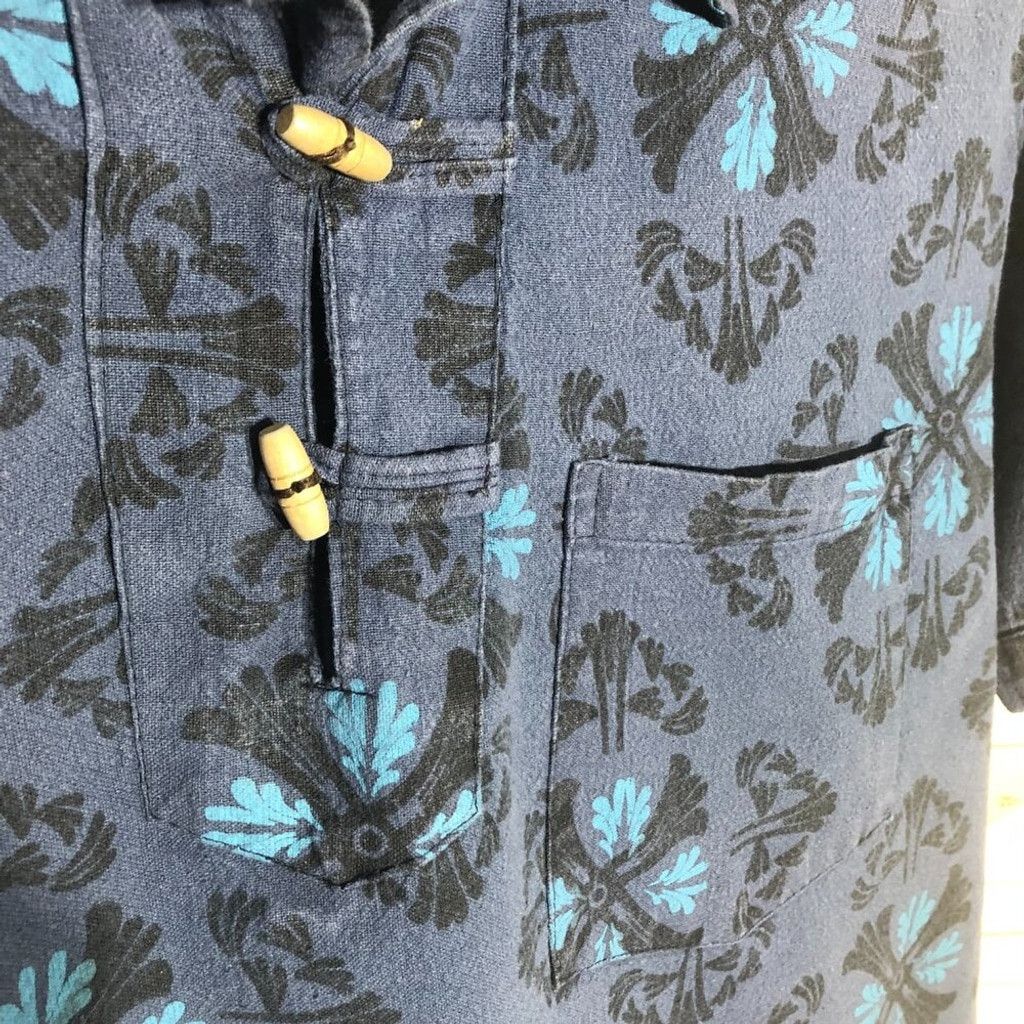 Vintage Vintage boho cotton shirt paisley blue short sleeves Sz L Size US L / EU 52-54 / 3 - 5 Thumbnail