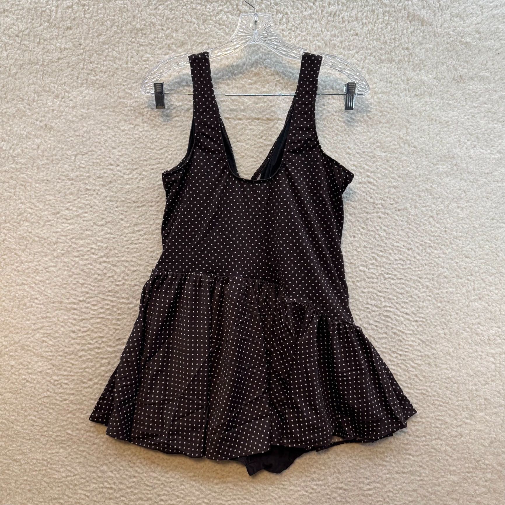 Vintage VINTAGE 90s Y2K Miraclesuit Swimsuit Dress One Piece Monokini Brown Polka Dot 20 XL Sportswear/Beach Mens Women? Size 3XL / US 20-22 - 2 Thumbnail