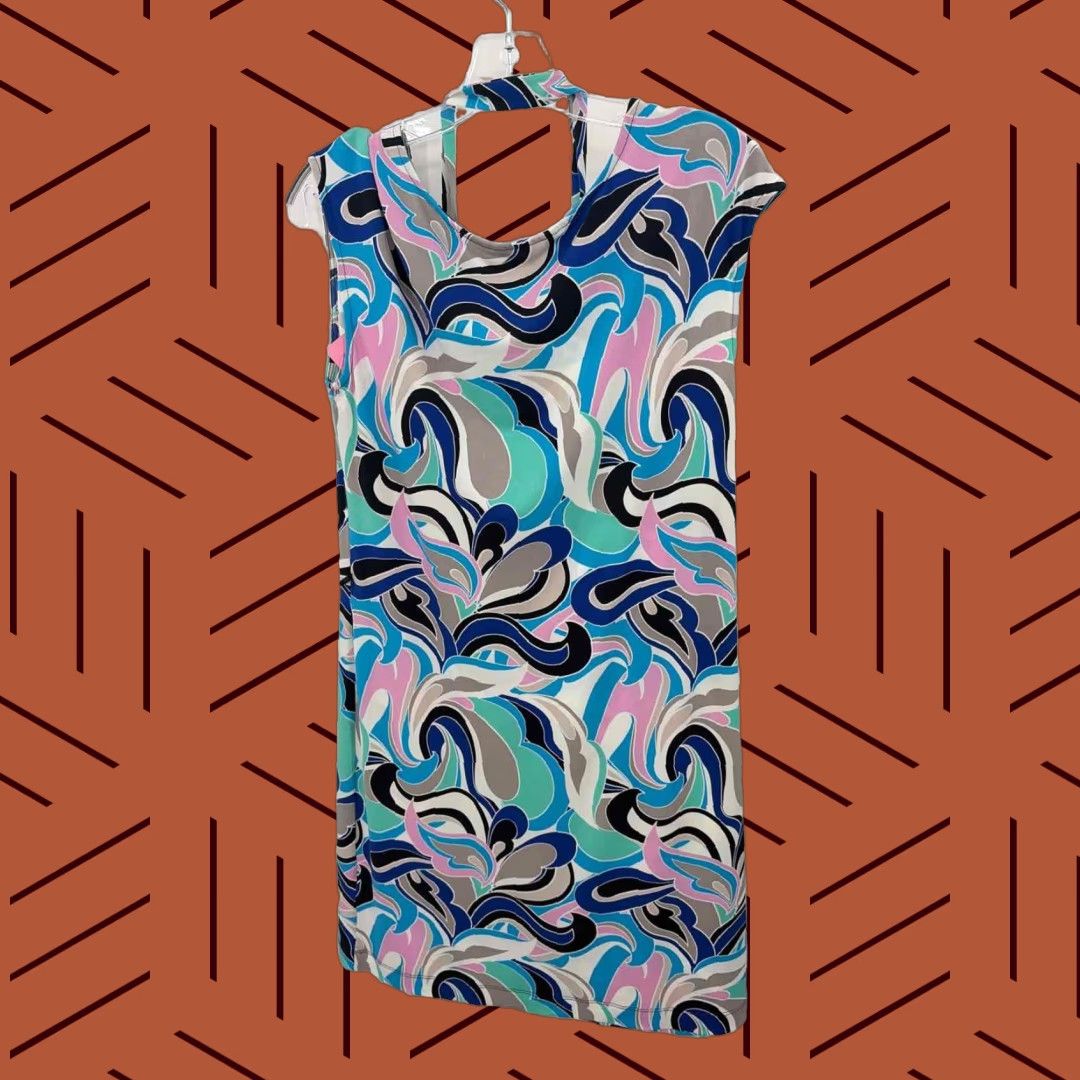 Banana Republic Short Sleeve Dress Blue Knee Length Medium