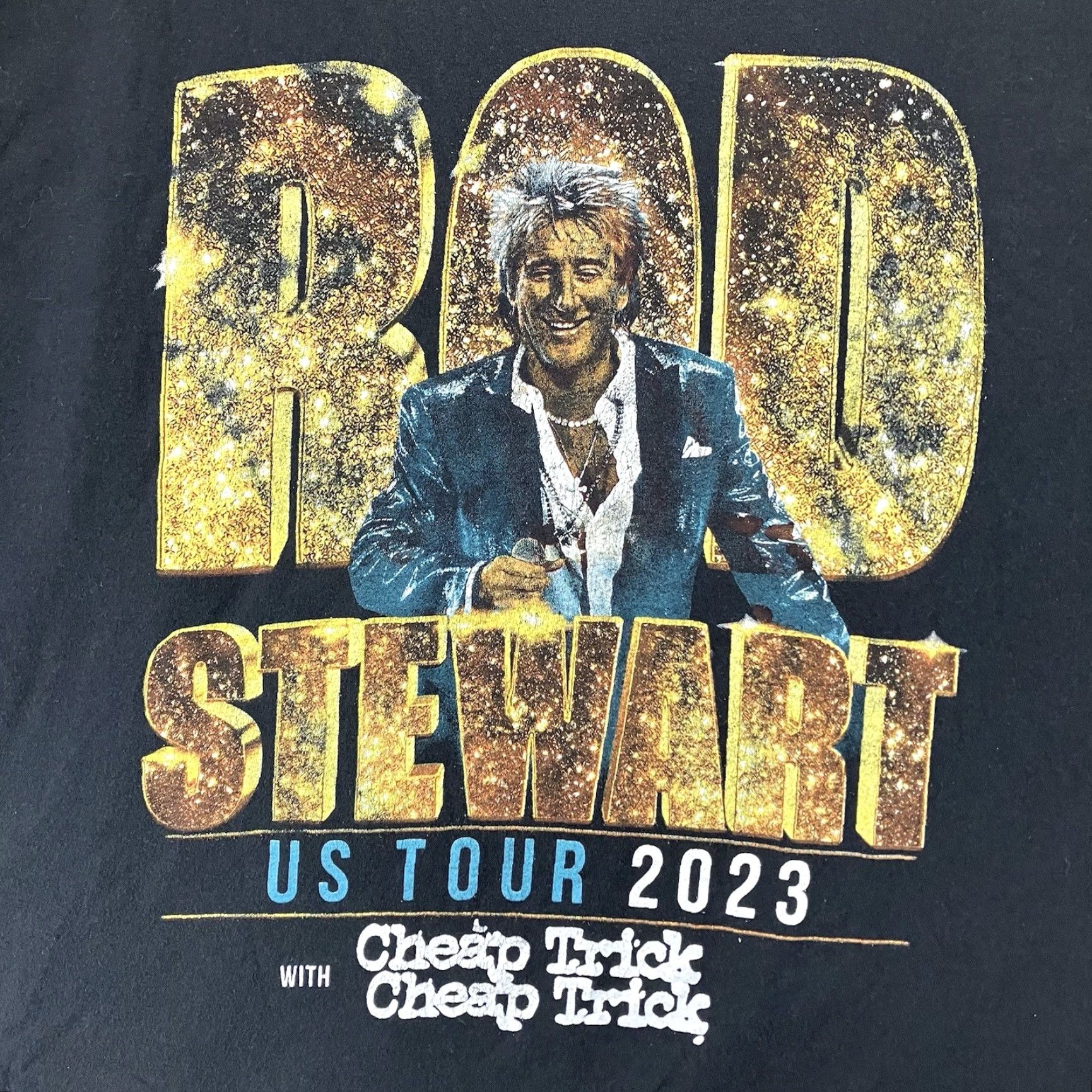 RODA Rod Stewart Cheap Trick Band Tour T-Shirt XL Black Lightweight Cotton Rock Music Retro Unisex Size US XL / EU 56 / 4 - 3 Thumbnail