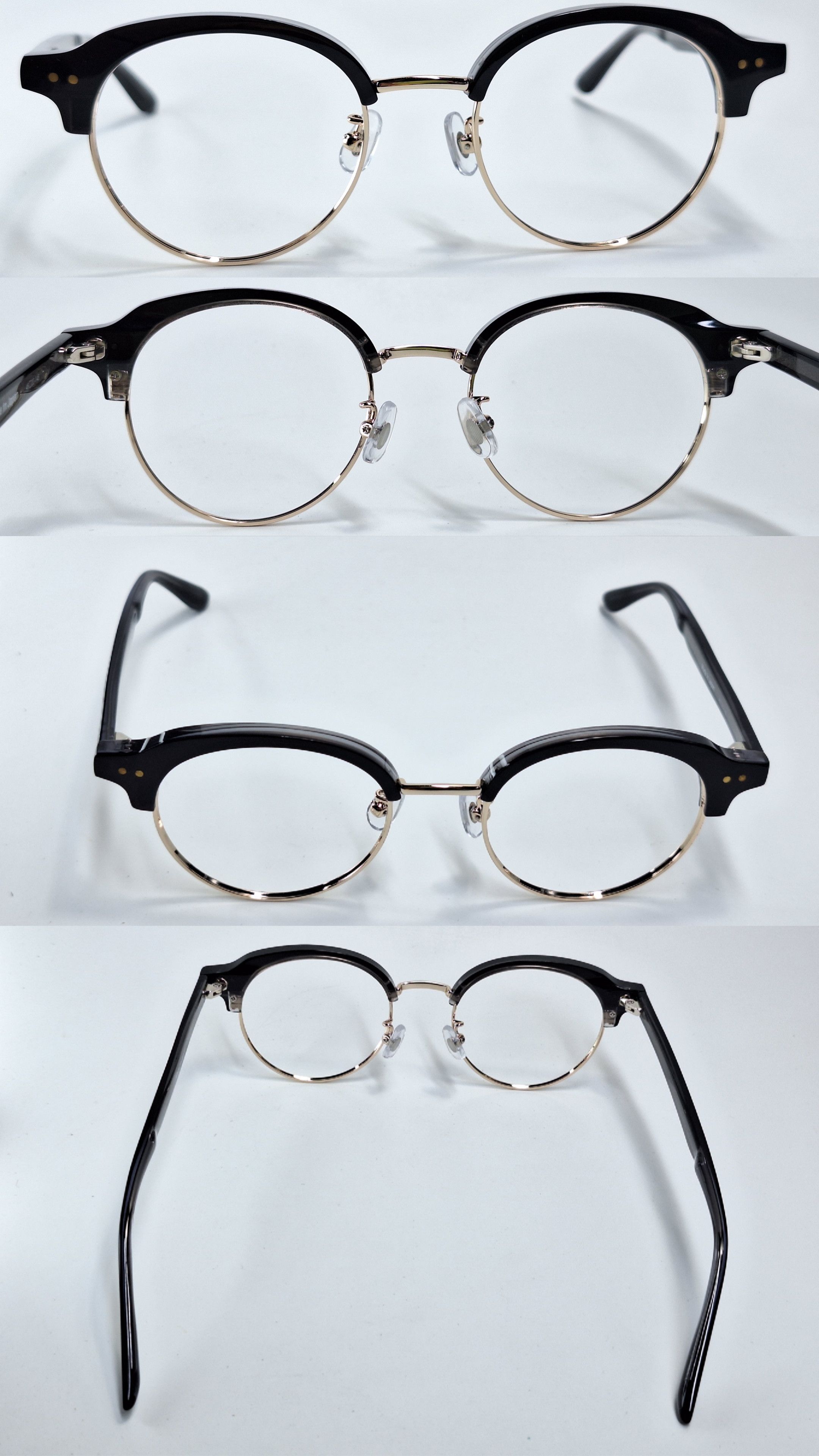 Other Japan Made Black Gold Browline Acetate Eyeglass Frame 48mm Size ONE SIZE - 3 Thumbnail
