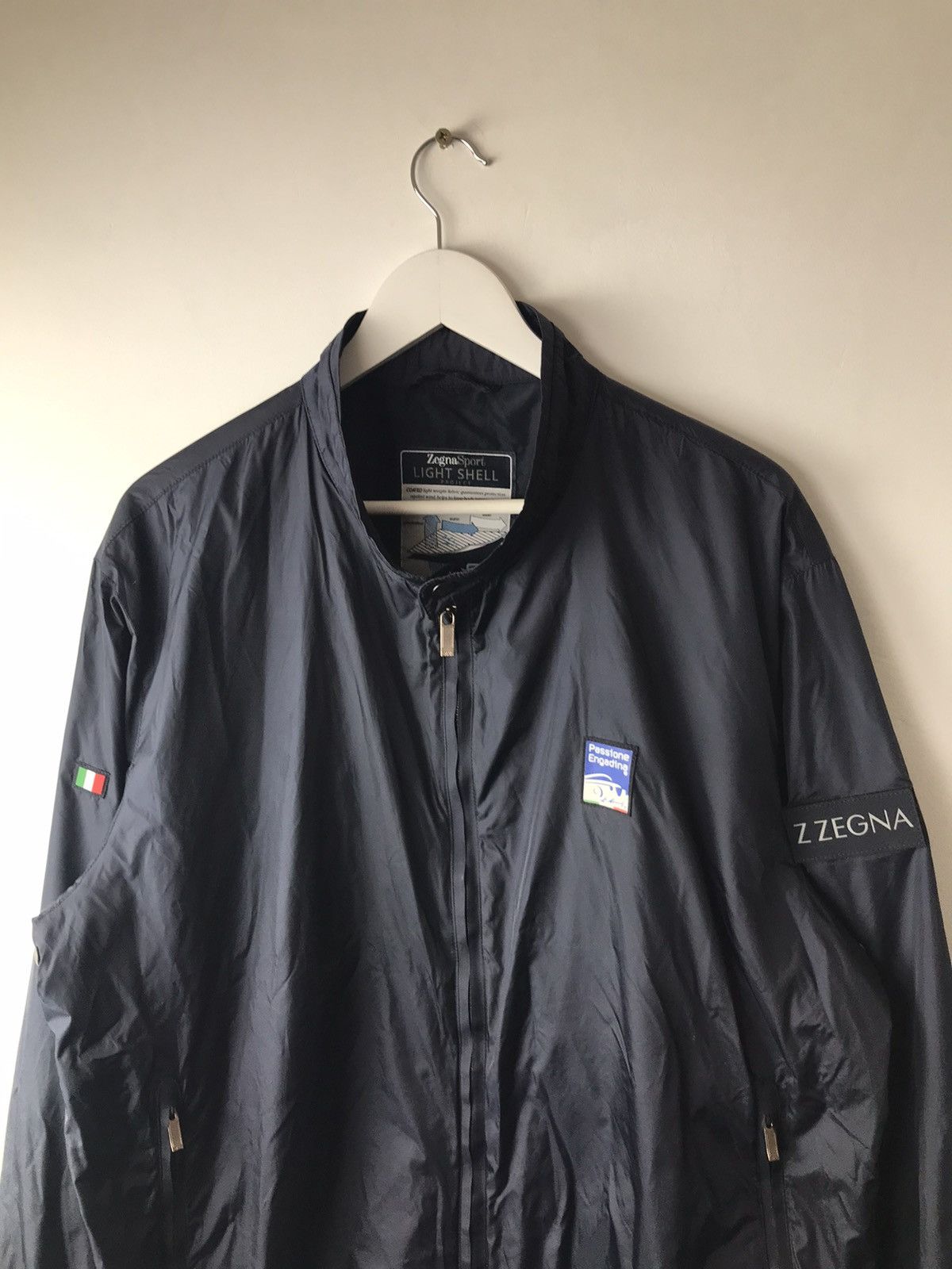 Z Zegna Zegna Nylon Shimmer Navy Blue Zip Up Windbreaker Jacket Size US L / EU 52-54 / 3 - 7 Thumbnail