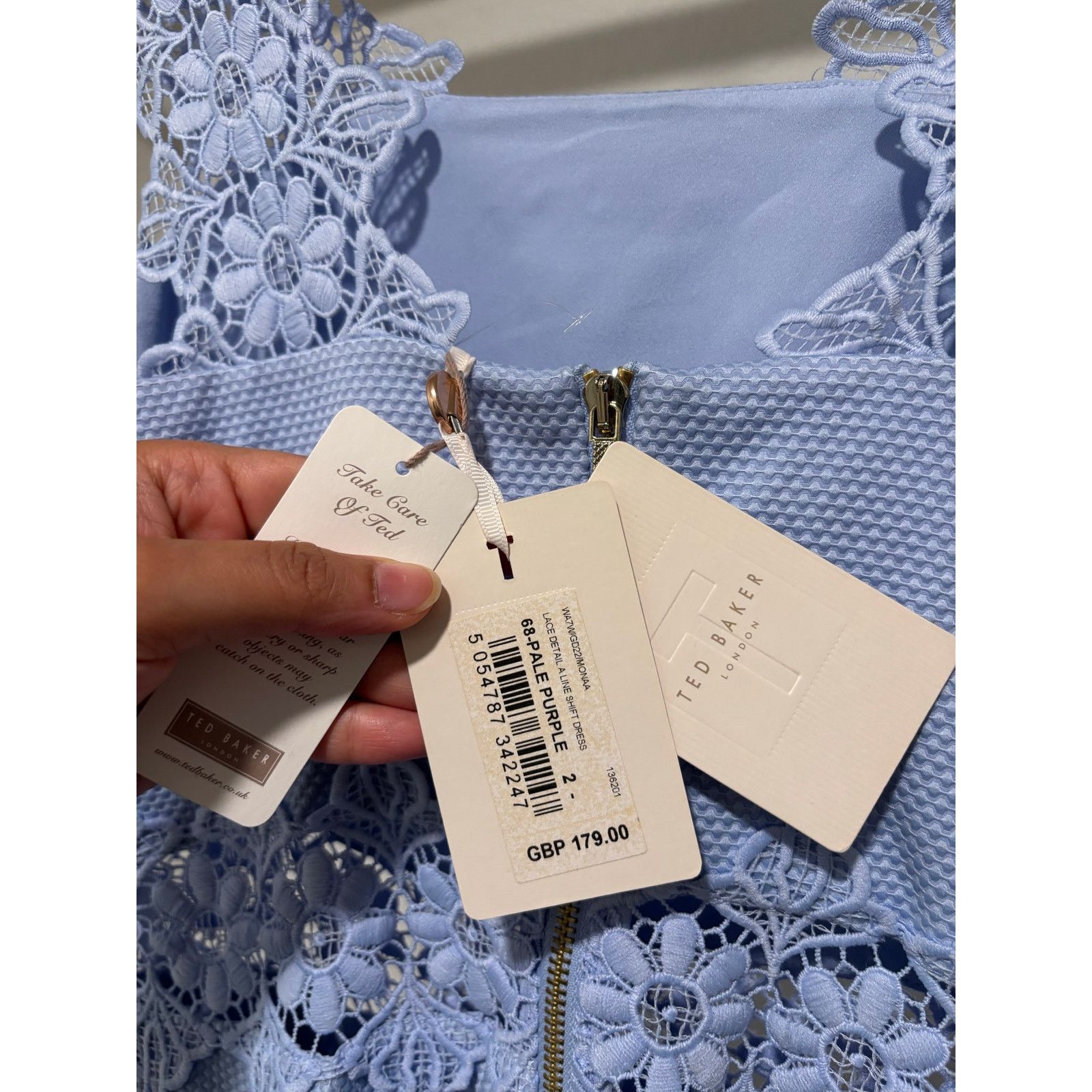 Ted Baker NWT Ted Baker Blue Lace Detail A-Line Shift Dress US sz 6 Size M / US 6-8 / IT 42-44 - 6 Thumbnail