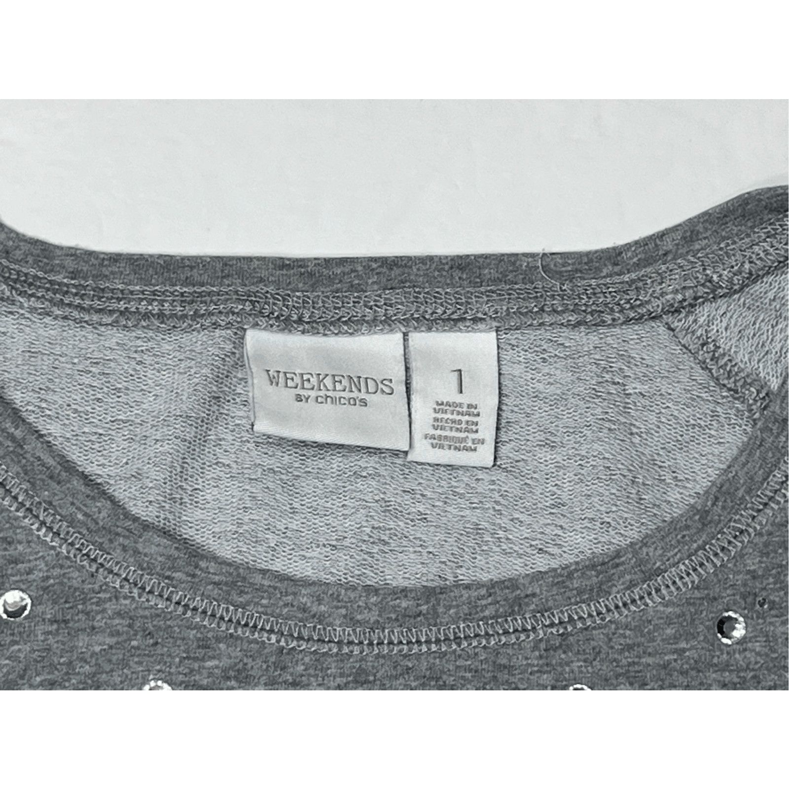 Chicos Weekends + Chico's French Terry Gray Sweatshirt 1=M=8/10 Size M / US 6-8 / IT 42-44 - 4 Thumbnail