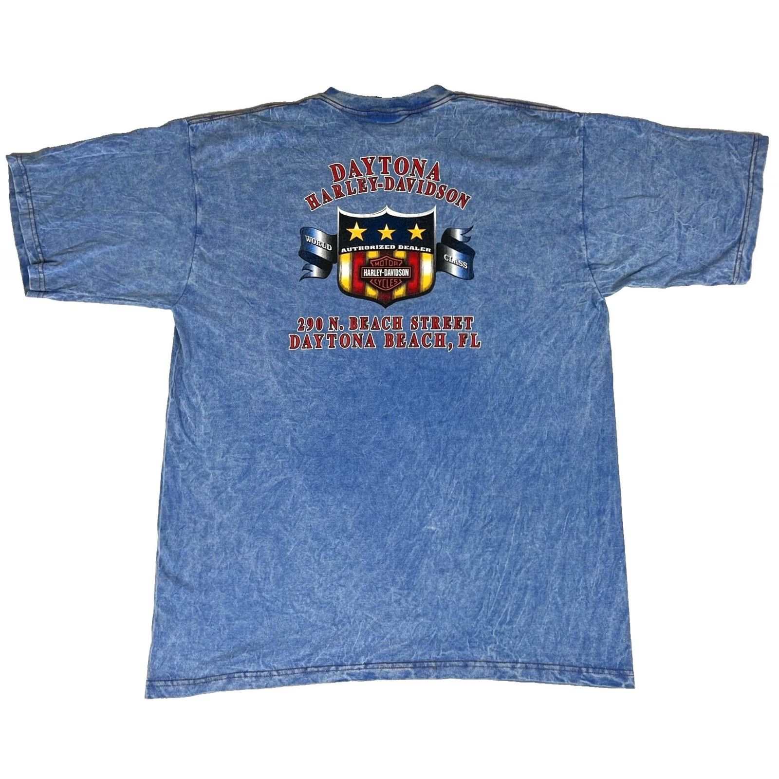 Harley Davidson VINTAGE Harley-Davidson T-Shirt Daytona Beach XL Blue 2001 Tie Dye Men's Short Sleeve Crew Neck Made in USA Unisex? Size US XL / EU 56 / 4 - 2 Thumbnail
